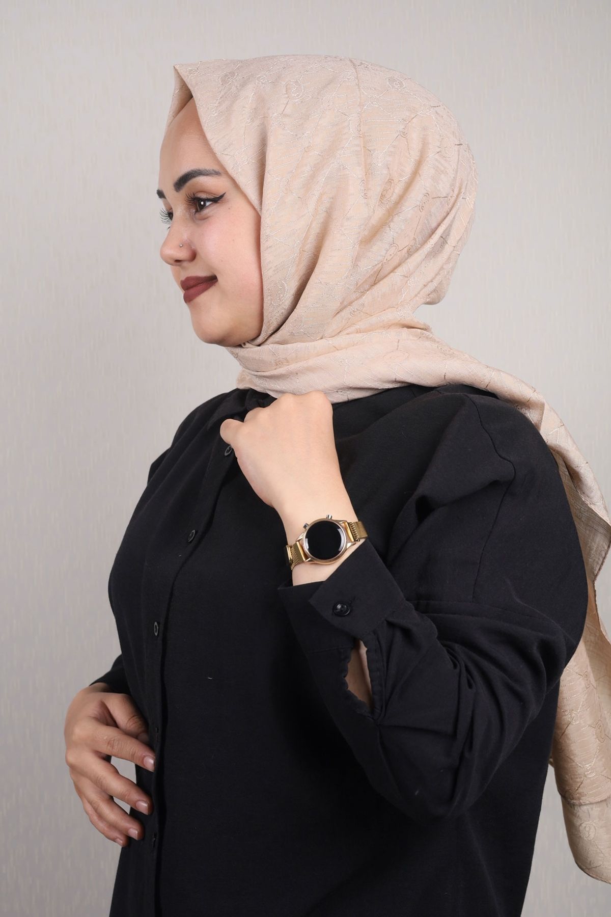 PİRAMİT-Pyramid Monogram Flush Shawl - Pattern-02 - Color-02 1