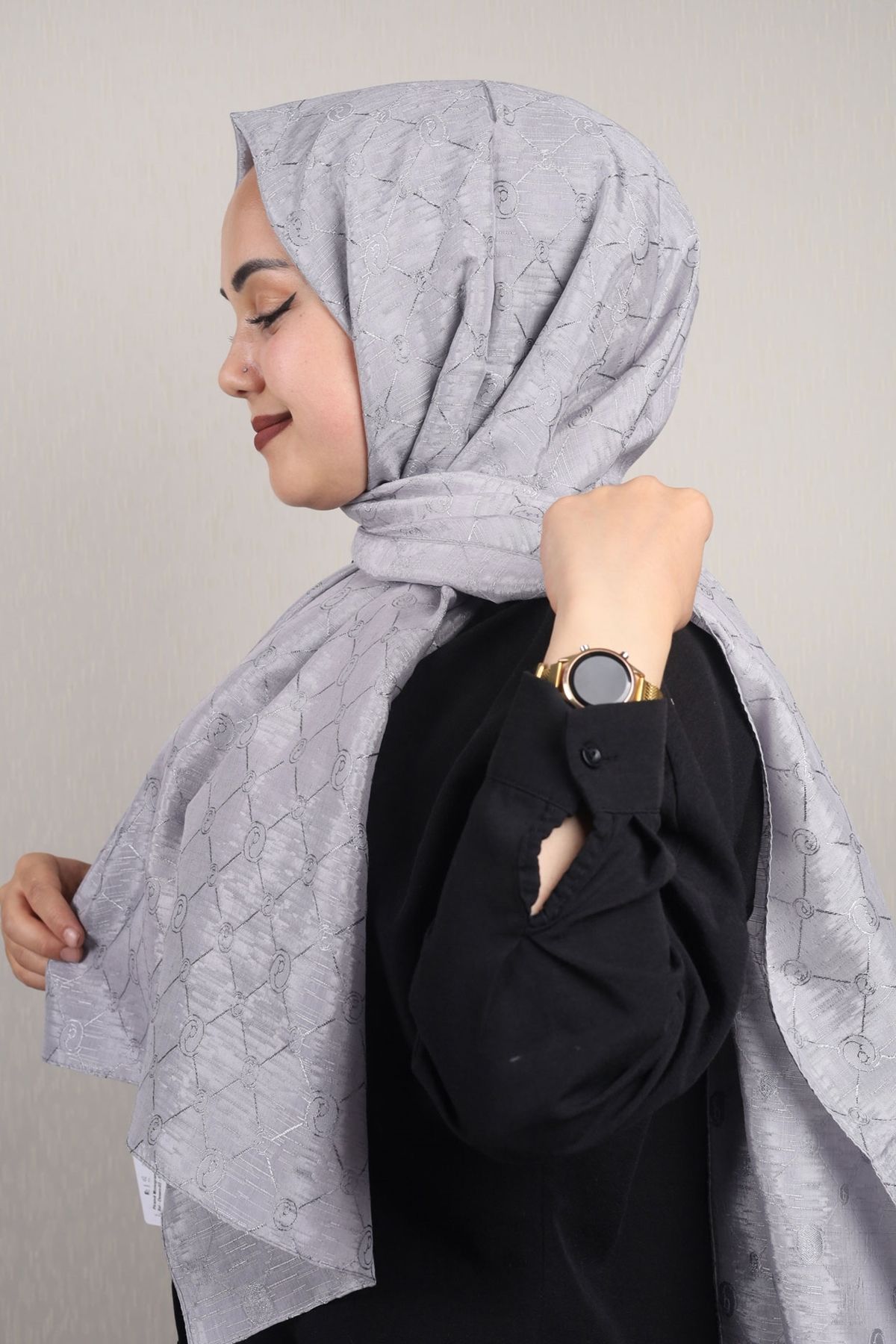 PİRAMİT-Pyramid Monogram Flush Shawl - Pattern-02 - Color-03 1
