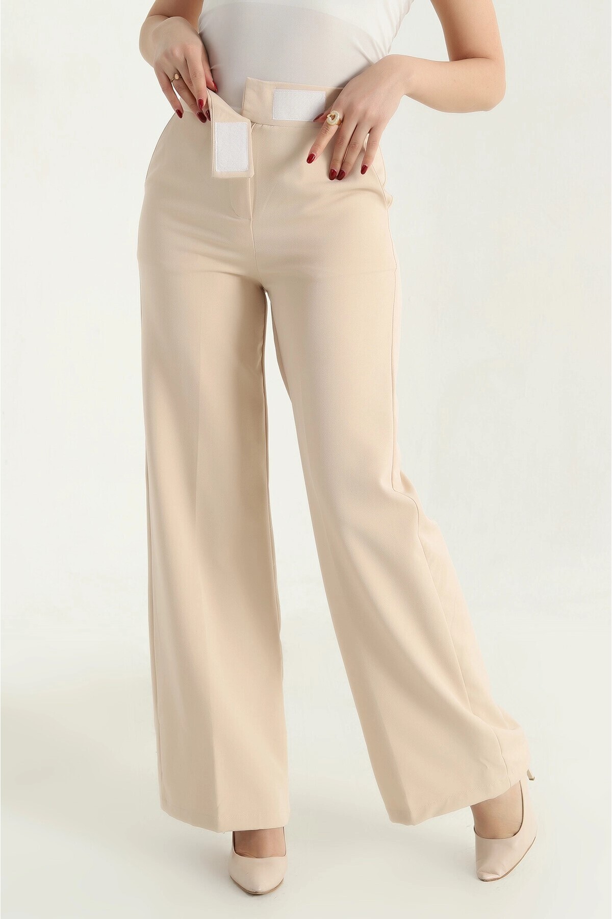 High Waist Luxury Full Stretch Fabric Velcro Palazzo Pants PAN040