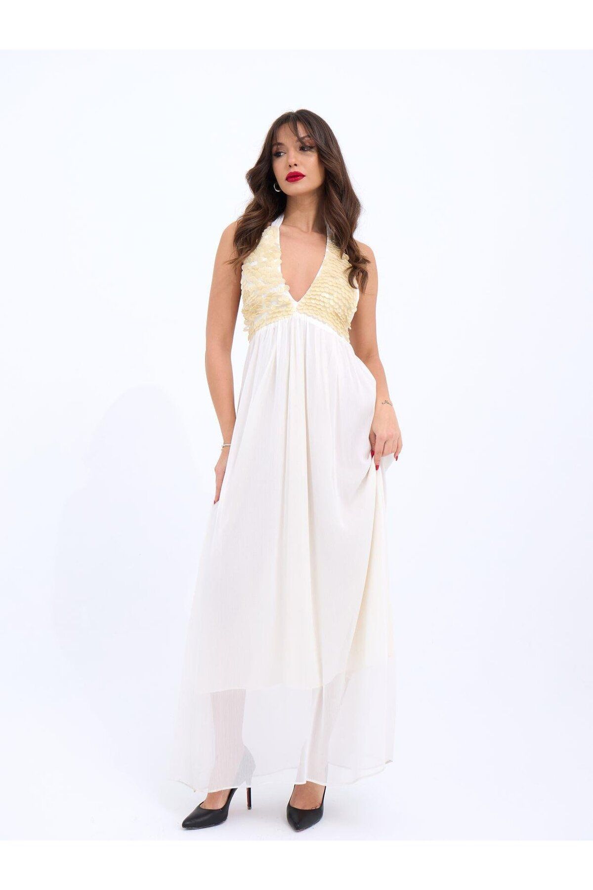 TUA MODA TUA MODA 6856 ELBİSE-EKRU