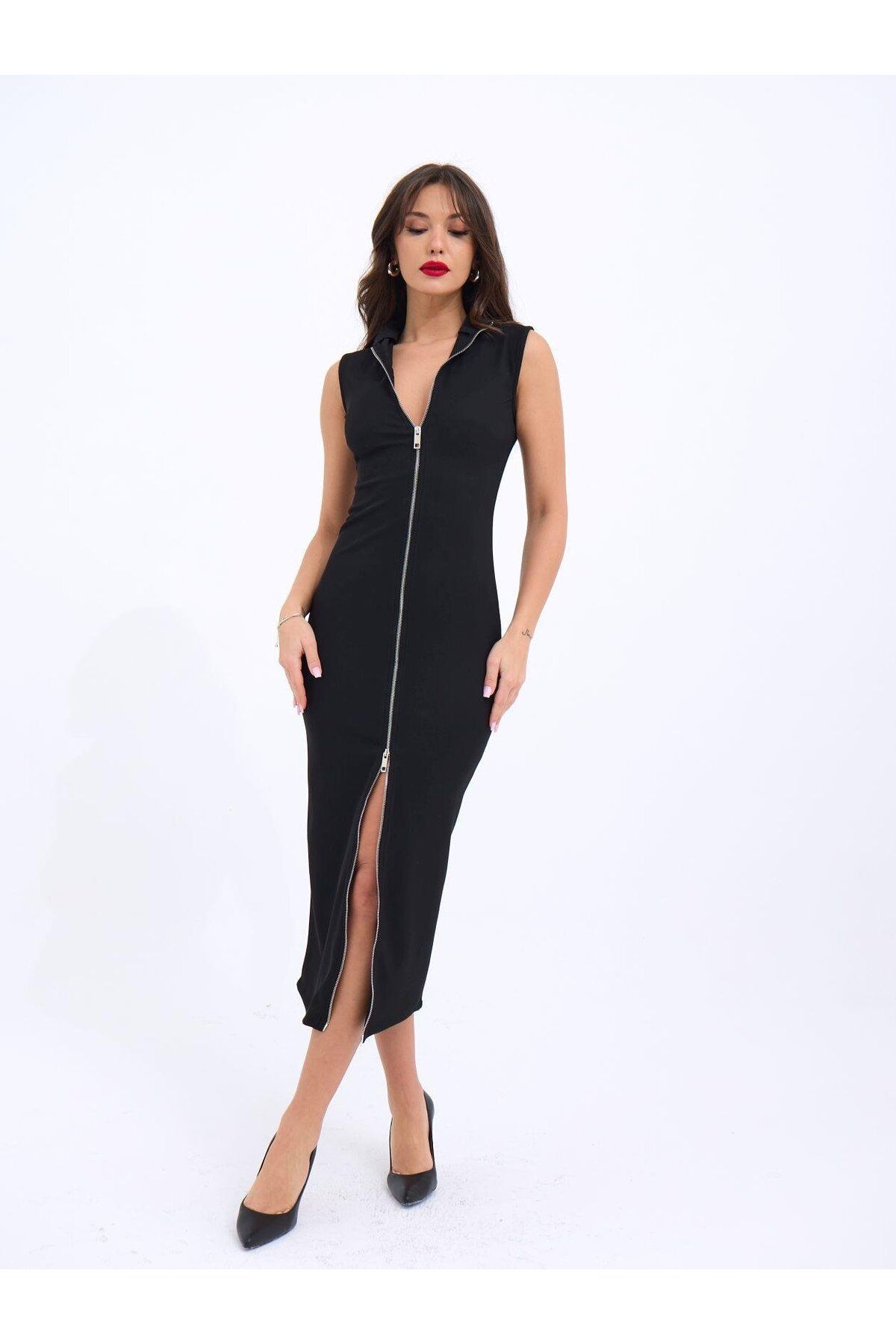 ASFSTORE 6975 ELBİSE-SİYAH