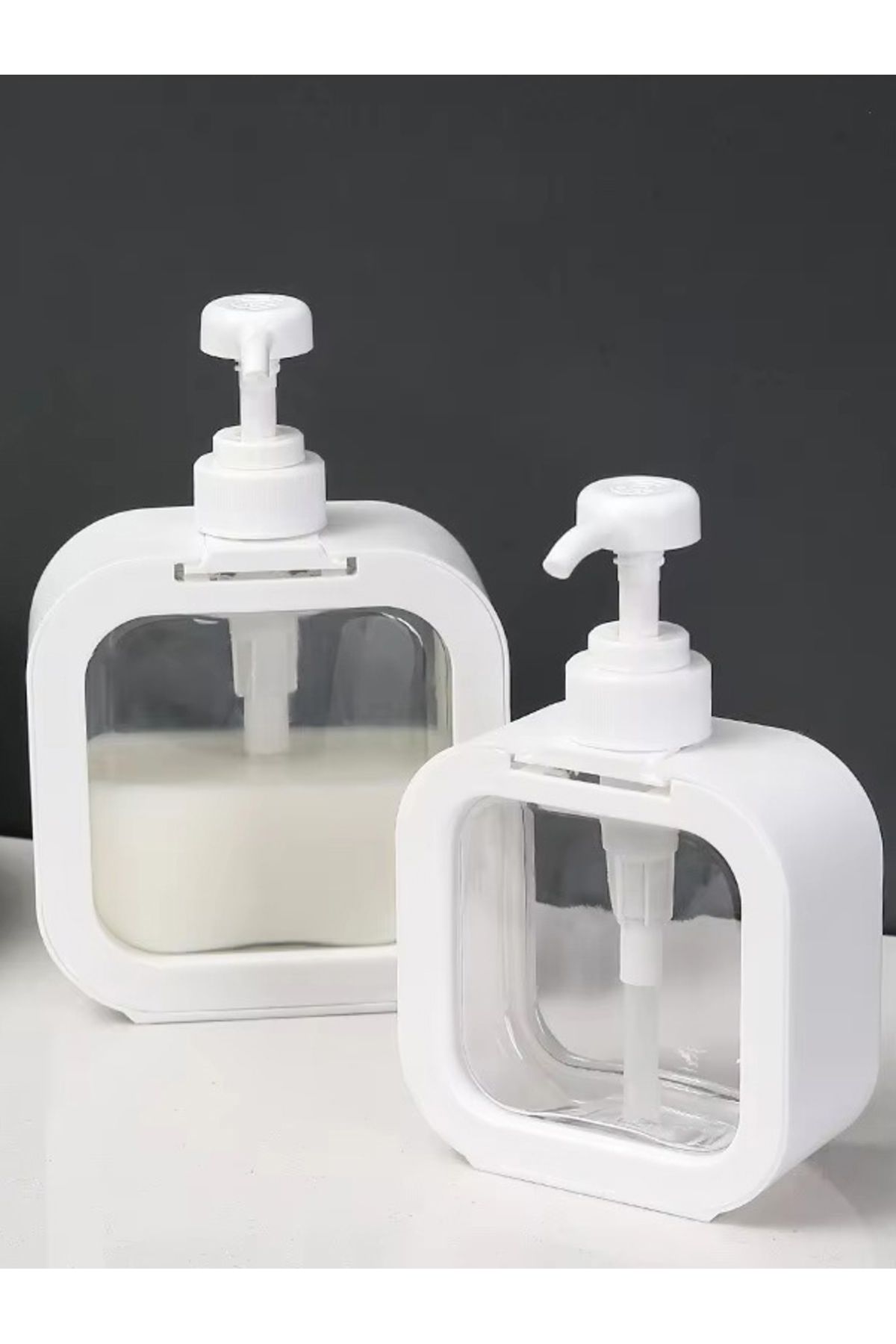 MUKKO HOME-Set of 2 500ml and 300 ml Countertop Rectangular Liquid Soap Dispenser Set of 2 – Stylish and Practical Design! 7