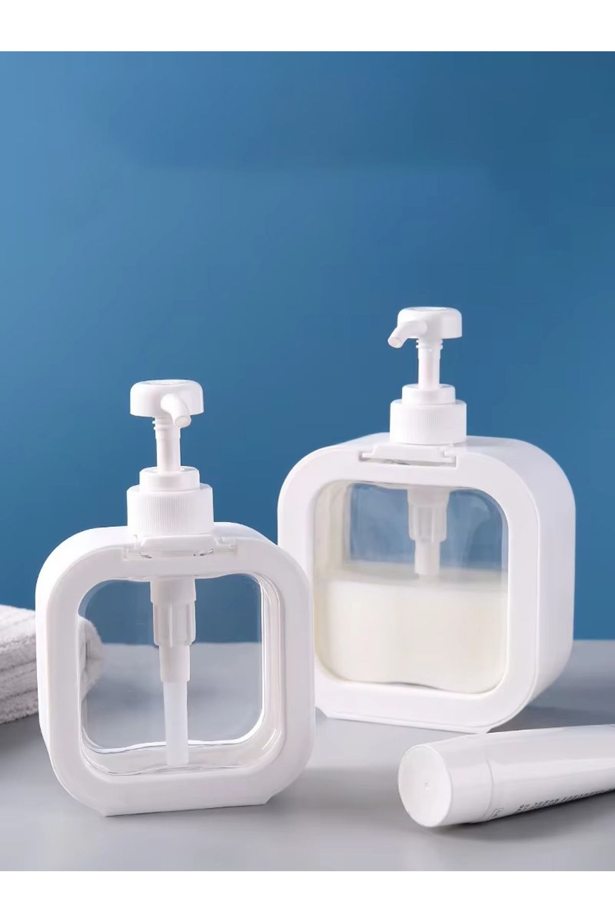 MUKKO HOME-Set of 2 500ml and 300 ml Countertop Rectangular Liquid Soap Dispenser Set of 2 – Stylish and Practical Design! 5