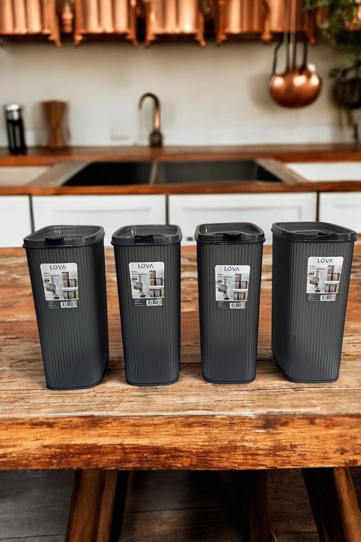Hesaplı Kasa-Shell Food Container 4000 Ml, Anthracite, Set of 4 1