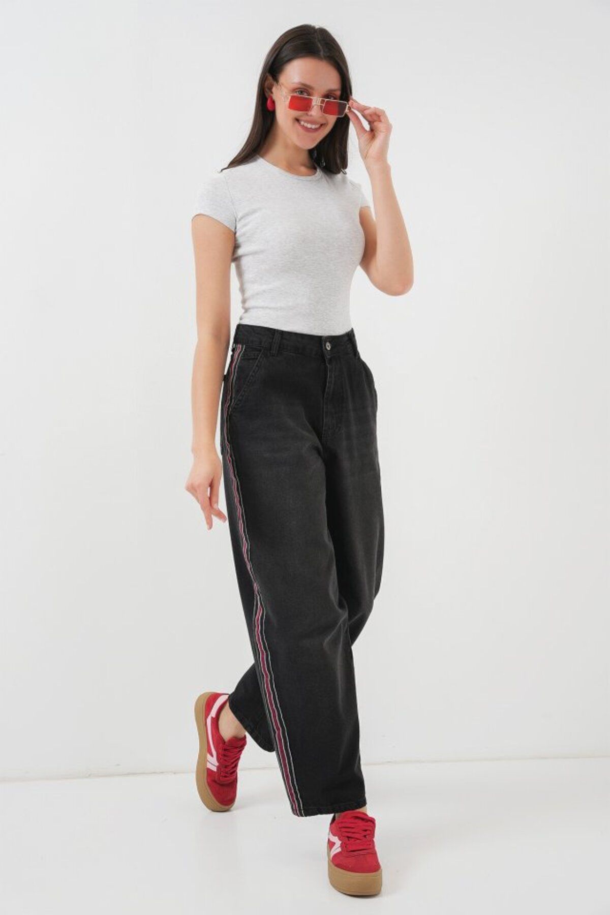 novafems Baggy Kot Pantolon 6700 - Siyah
