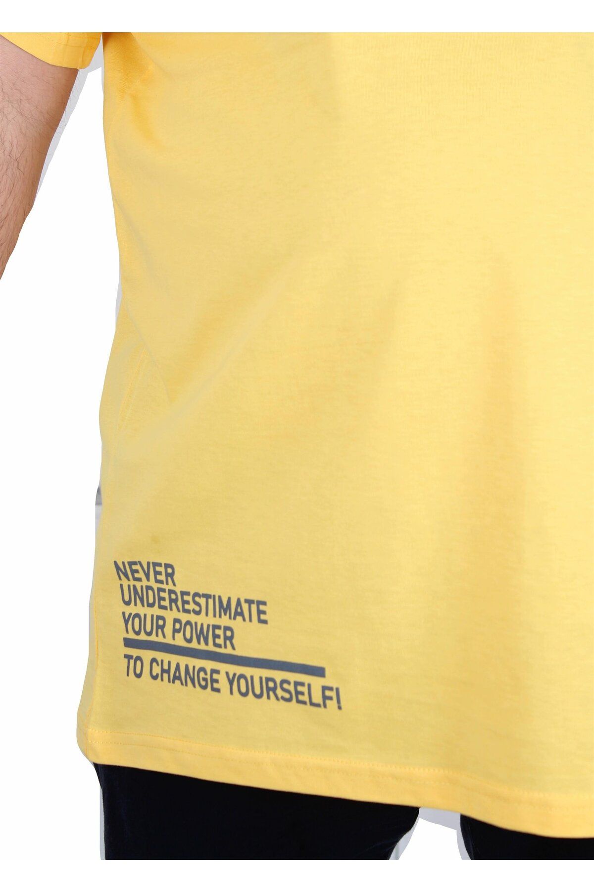 MocGrande-Men's Plus Size Crew Neck T-Shirt Believe 25157 Yellow 3