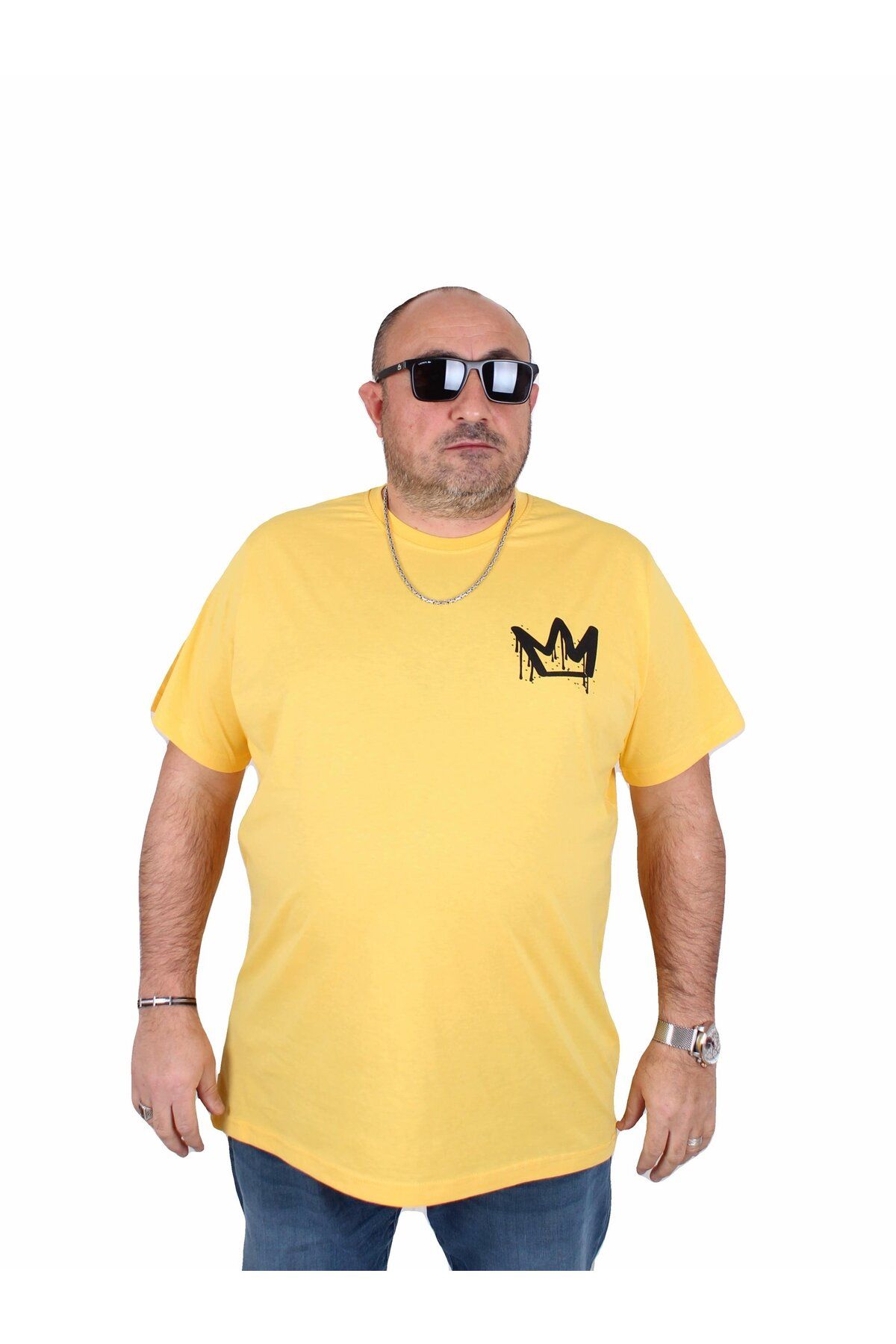 MocGrande-Men's Plus Size 0% Moxibustion T-Shirt King 25141 Yellow 1