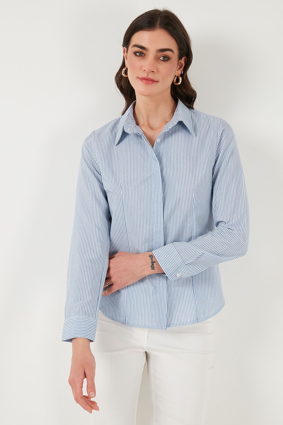 Lela-Cămașă din bumbac, slim fit, cu guler clasic, cu dungi 6777423 6