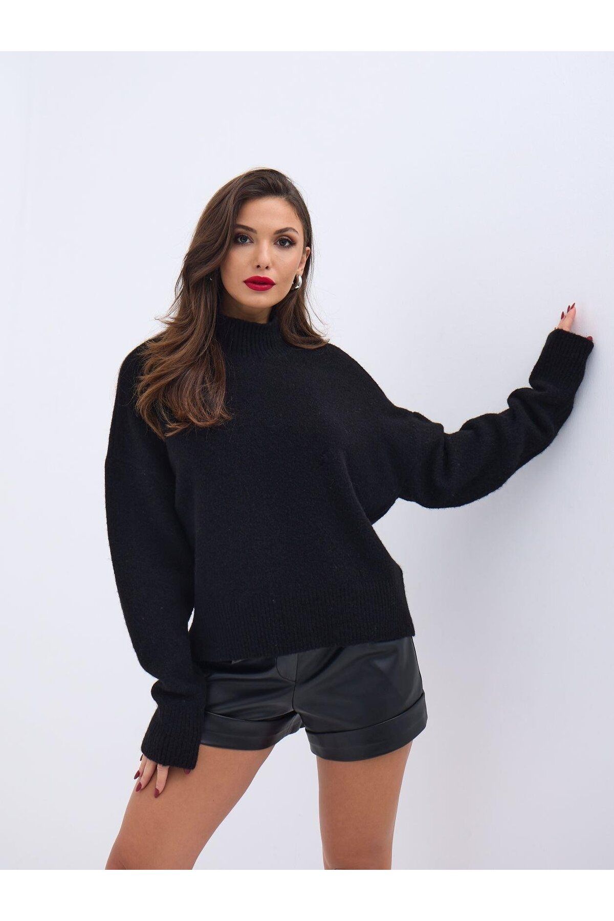 MODA 43041 TRİKO SIFIR YAKA KAZAK-SİYAH