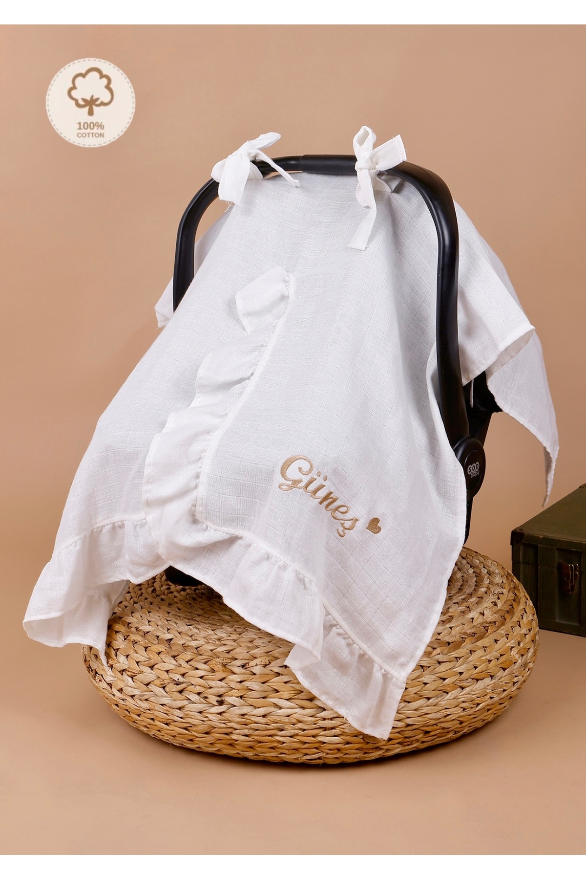 JUNİPERUS Kişiye Özel Fırfırlı İsimli Müslin Puset Örtüsü İstenilen İsimi Yazıyoruz fotoğrafı 6 (önizleme)