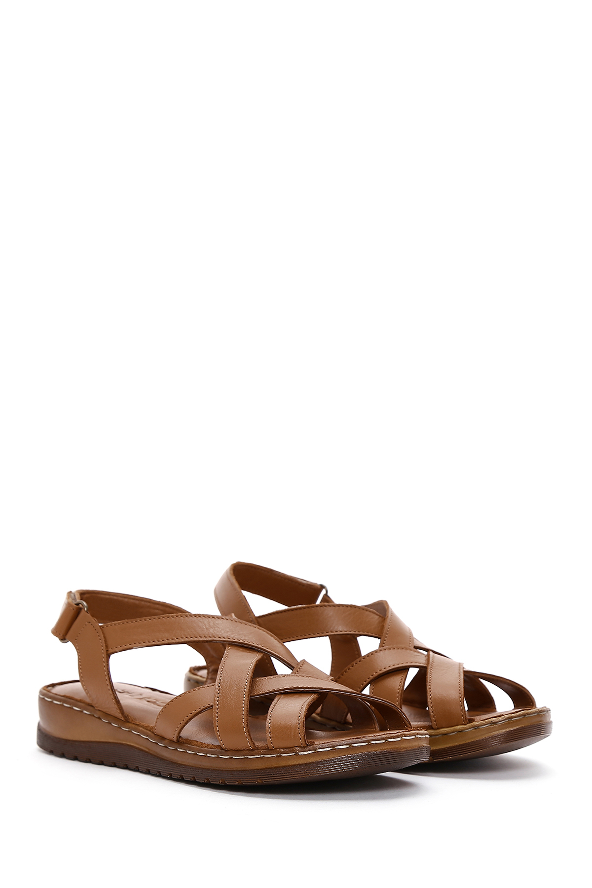 Derimod-Women's Tan Leather Comfort Sandals 25Sfd 340418 3