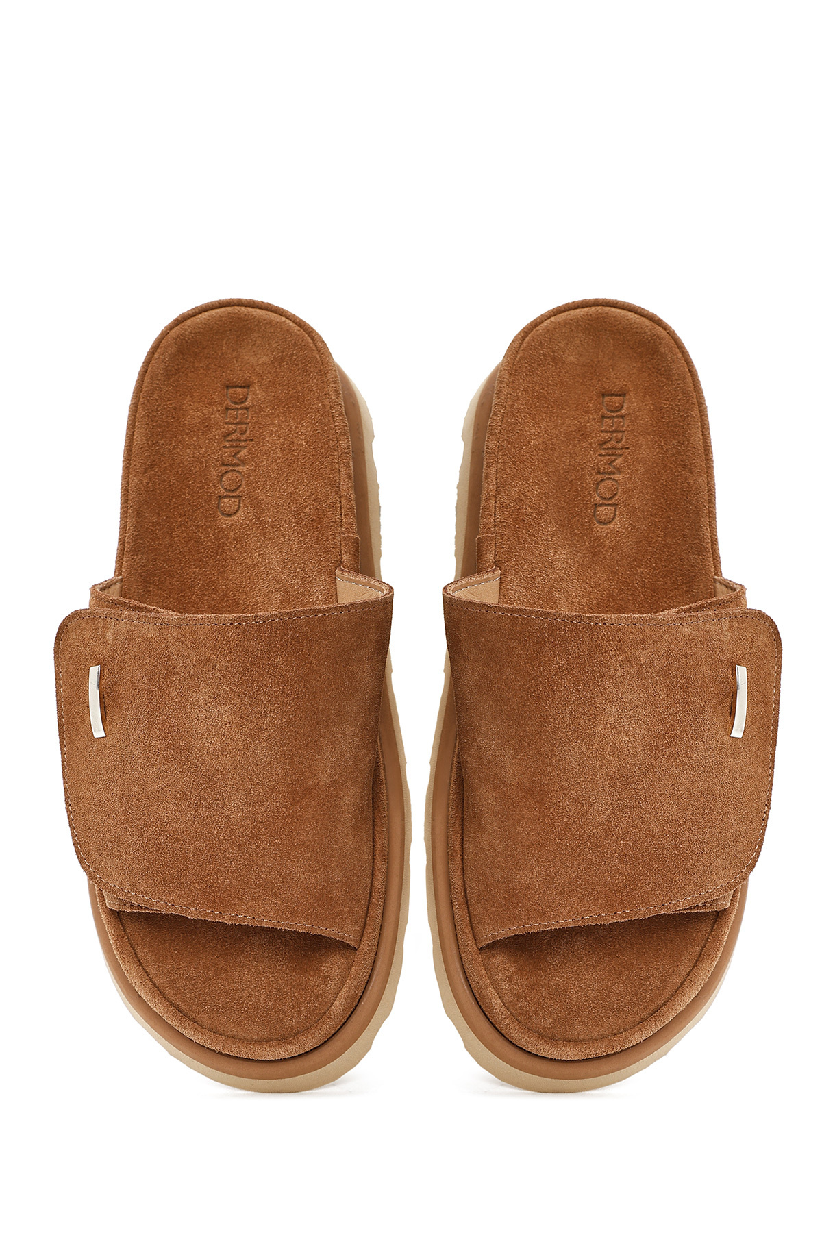 Derimod-Women's Tan Suede Leather Slippers 25Sfd 152310 6