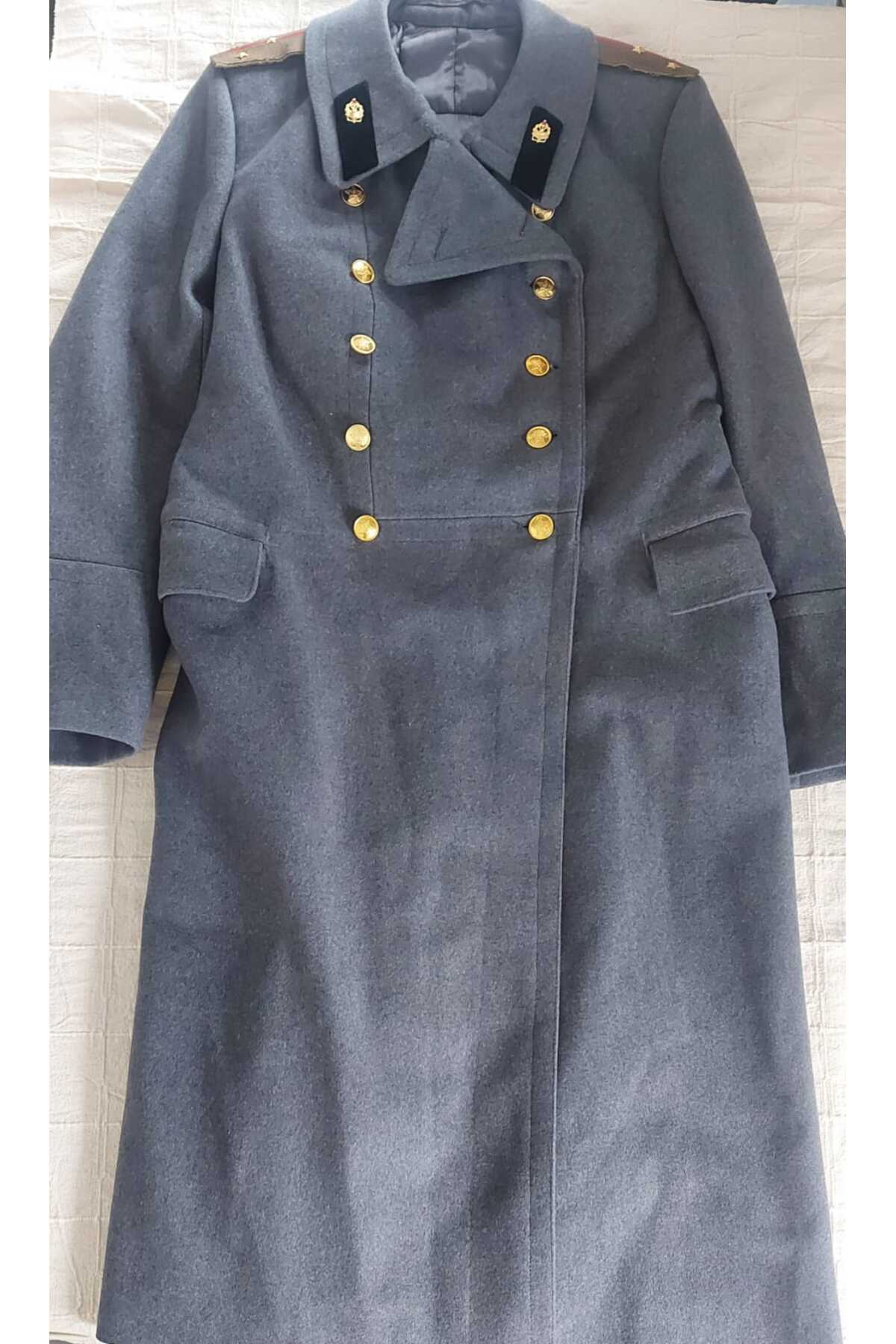 kho military design  Sovyet Dönemi Müh. Alb. Kaput Unisex (XL Beden) Füme Renk - Görsel 7