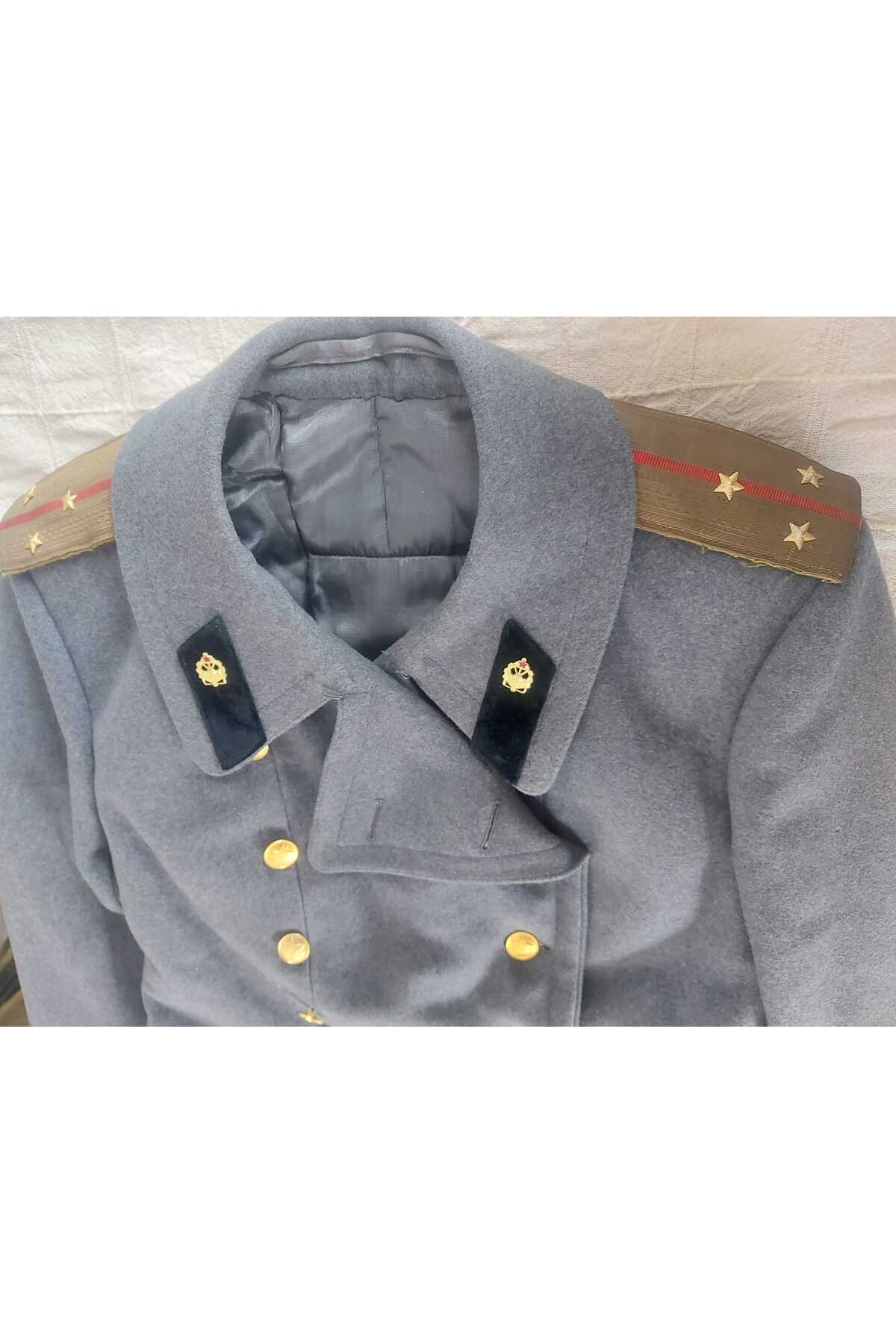 kho military design  Sovyet Dönemi Müh. Alb. Kaput Unisex (XL Beden) Füme Renk - Görsel 3