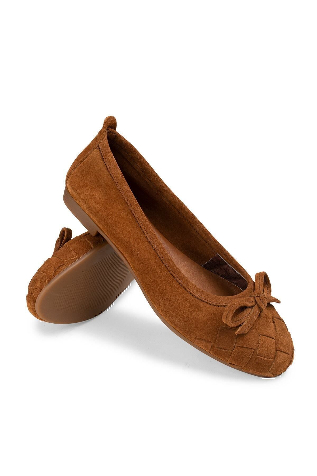 Deery-Genuine Suede Tan Color Women's Ballerinas 7