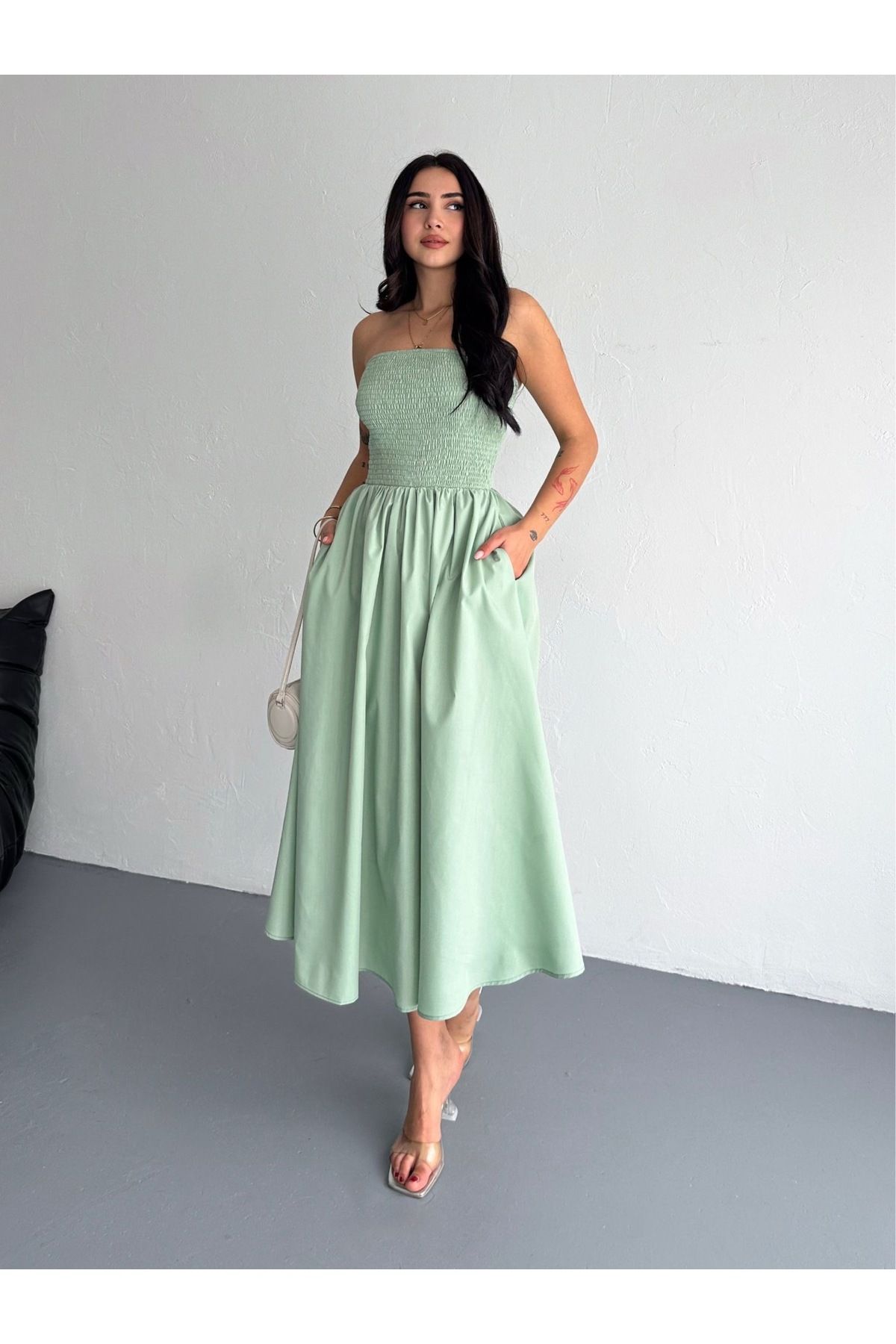 Ekim Store-Strapless Gimped Maxi Dress 3