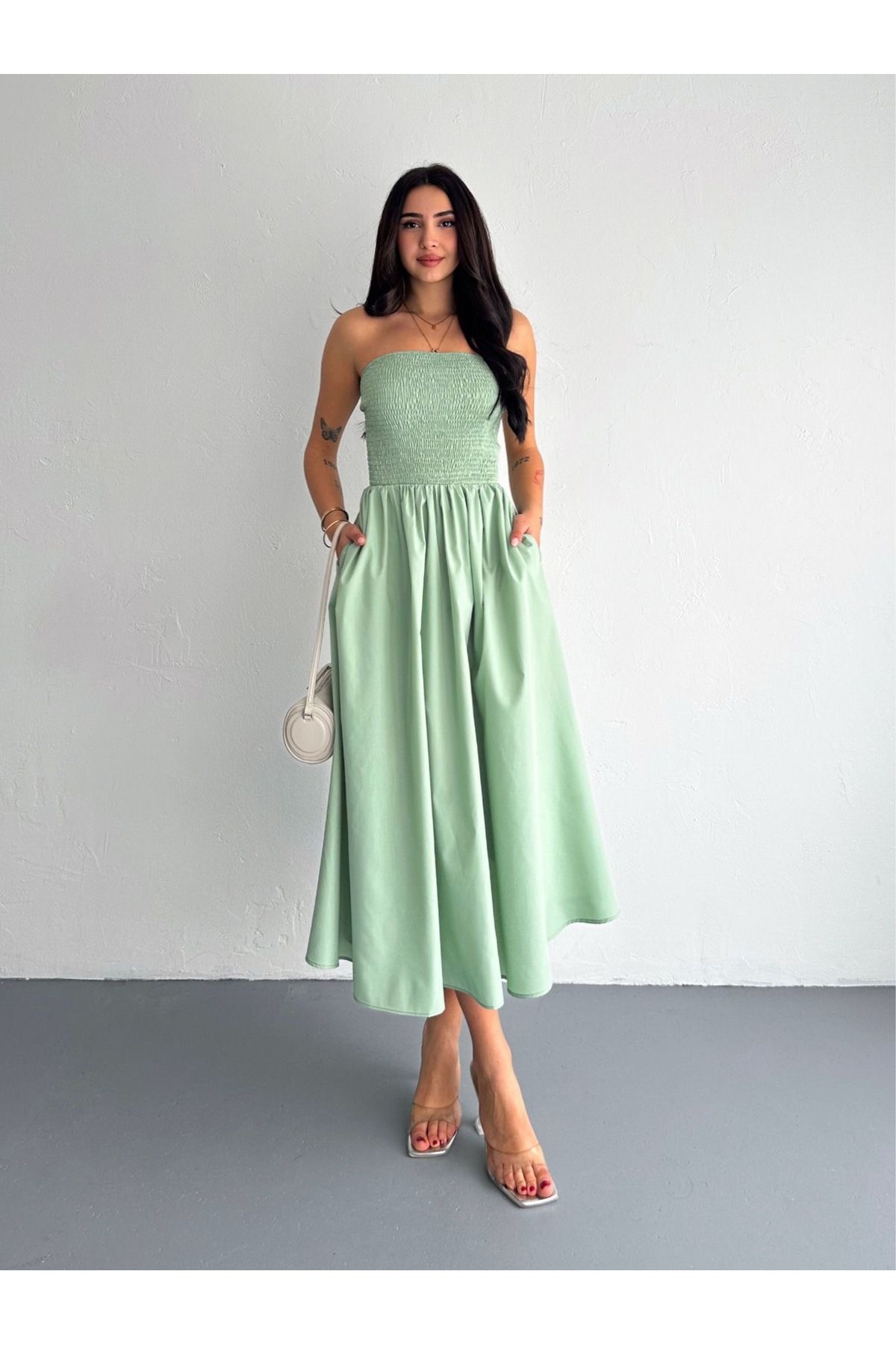 Ekim Store-Strapless Gimped Maxi Dress 4