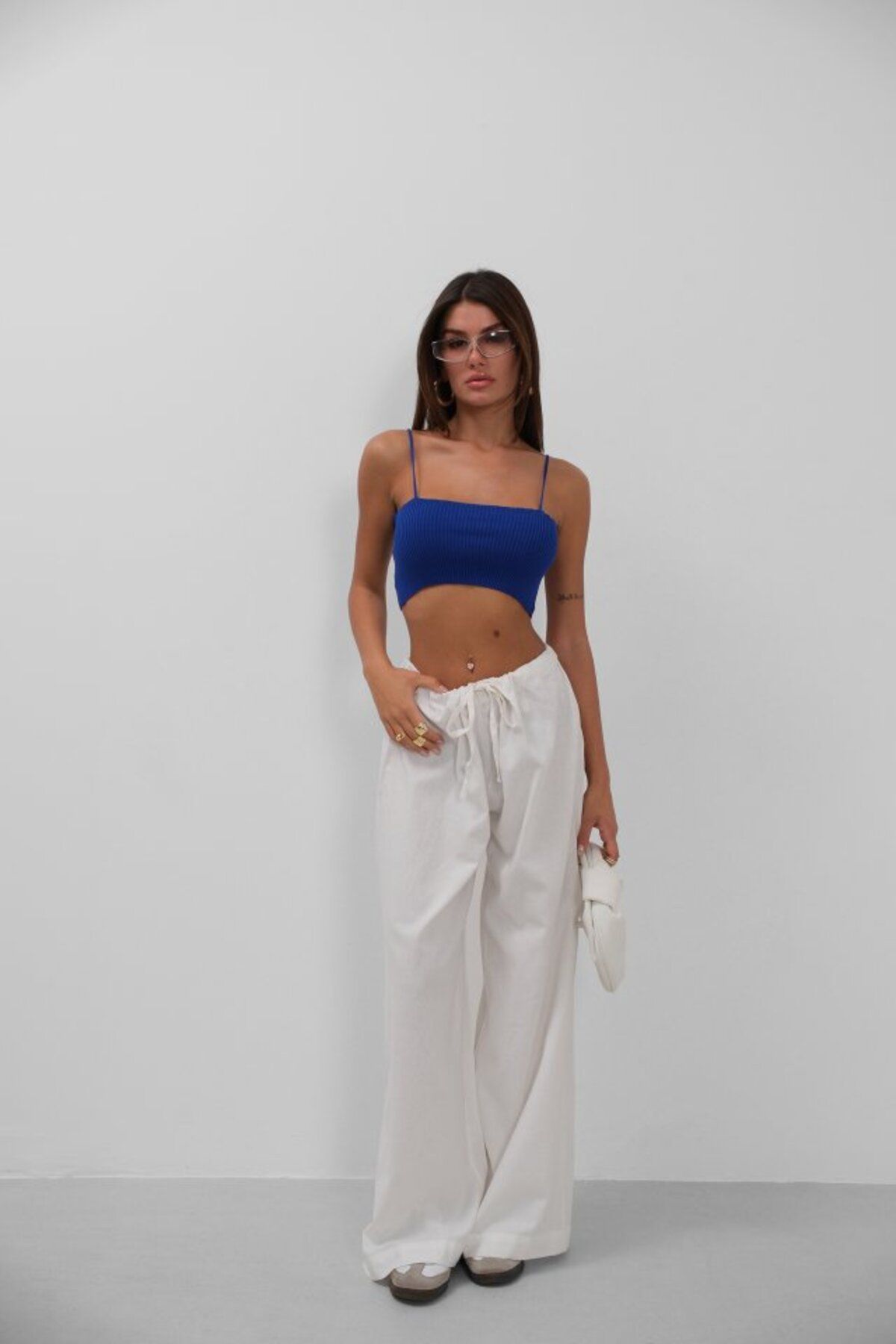Gökyüzü Moda İnce Askılı Crop Top