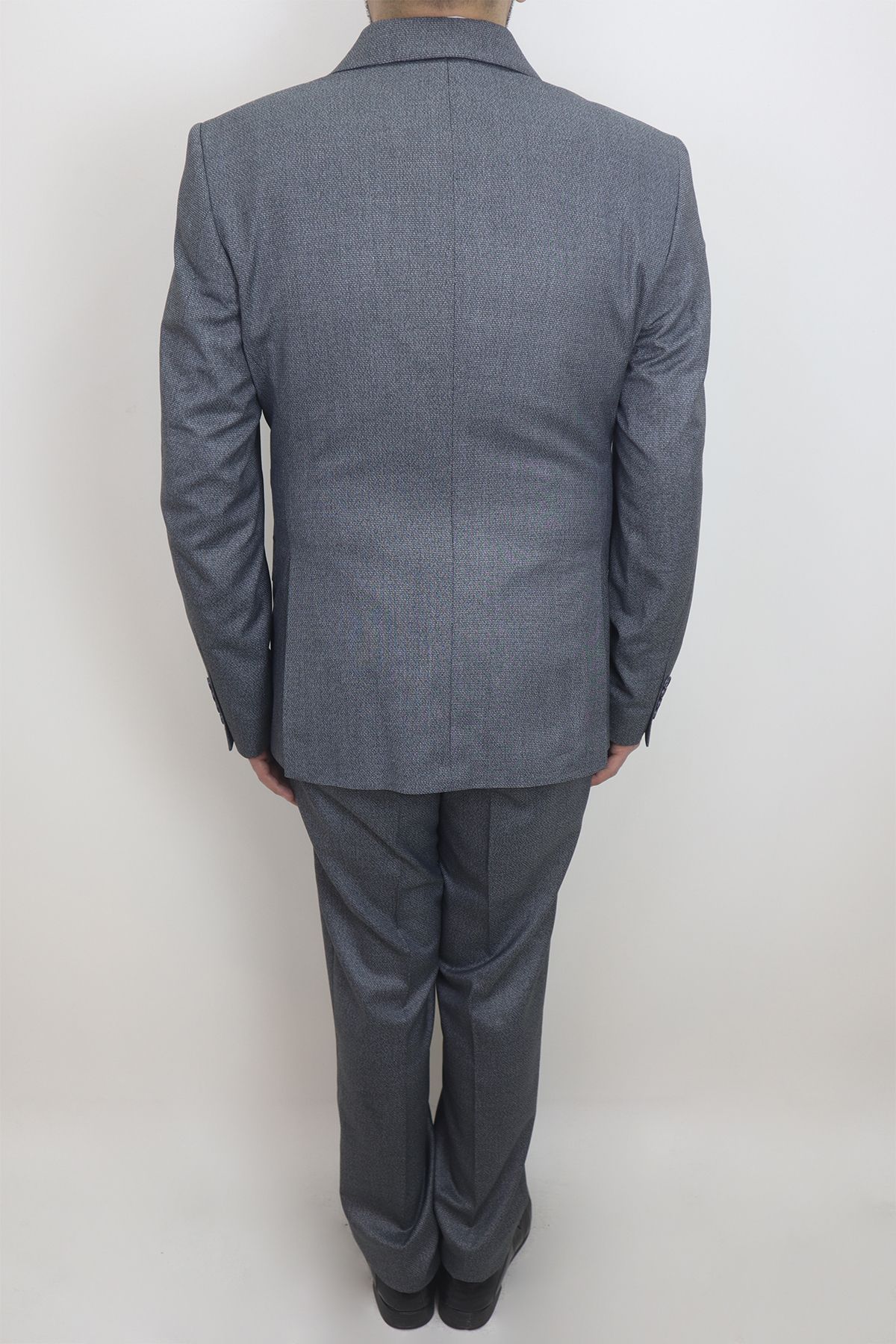 DUAYEN-Fistan Store Men's Navy Blue Straight Italian Cut Regular Fit Double Button Vest Suit 6