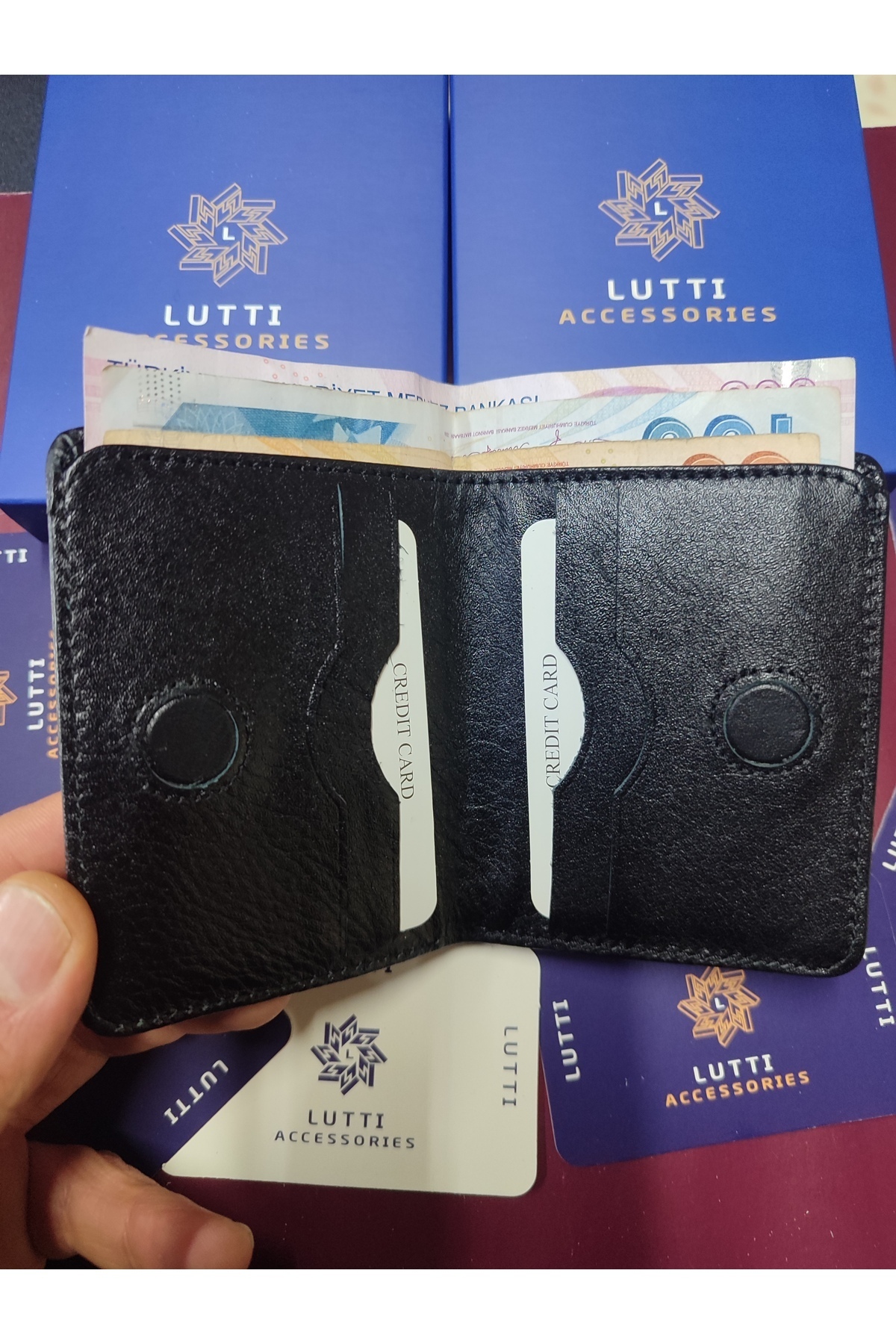 Lutti Mıknatıslı Hakiki Deri Kartlık Cüzdan görsel 5