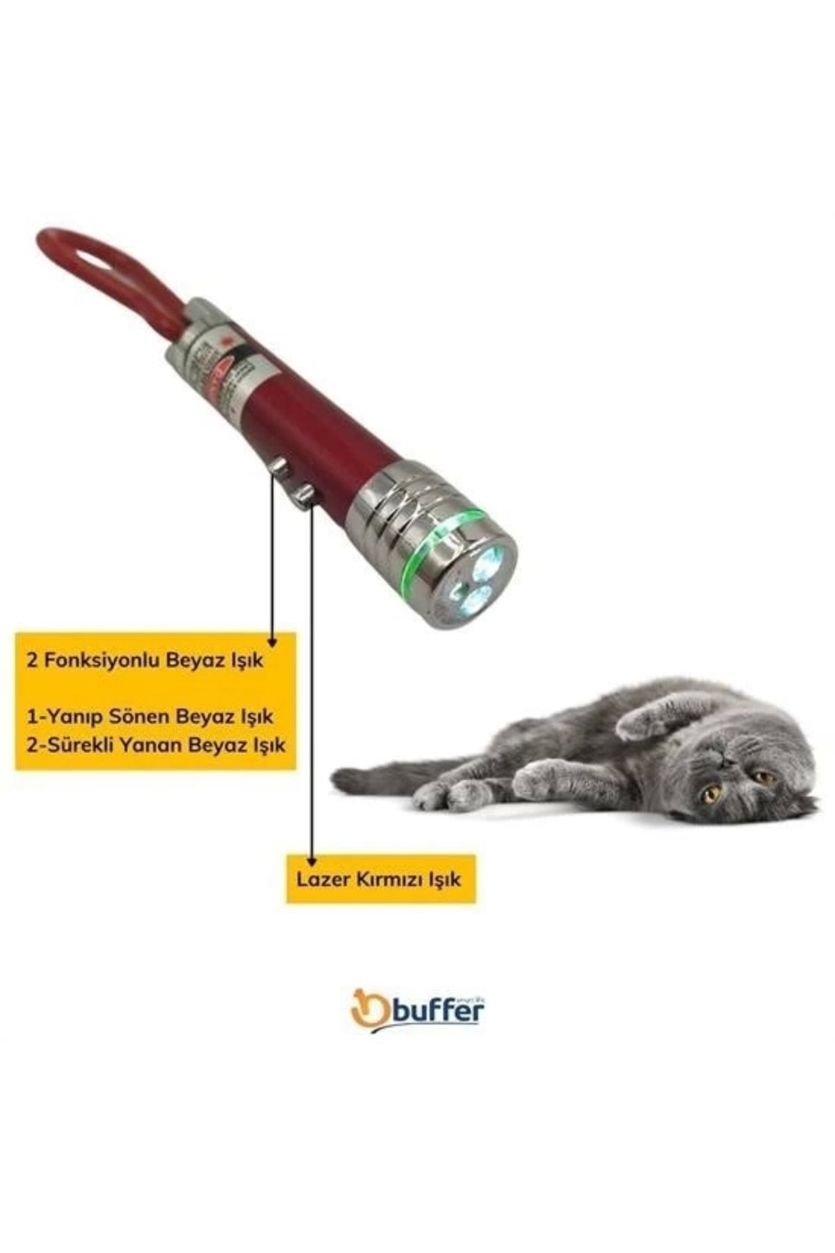 SAVA HOME COLLECTİON-Sava Home ®   3 Function Red White Illuminated Led Laser Cat Dog Toy Keychain 6