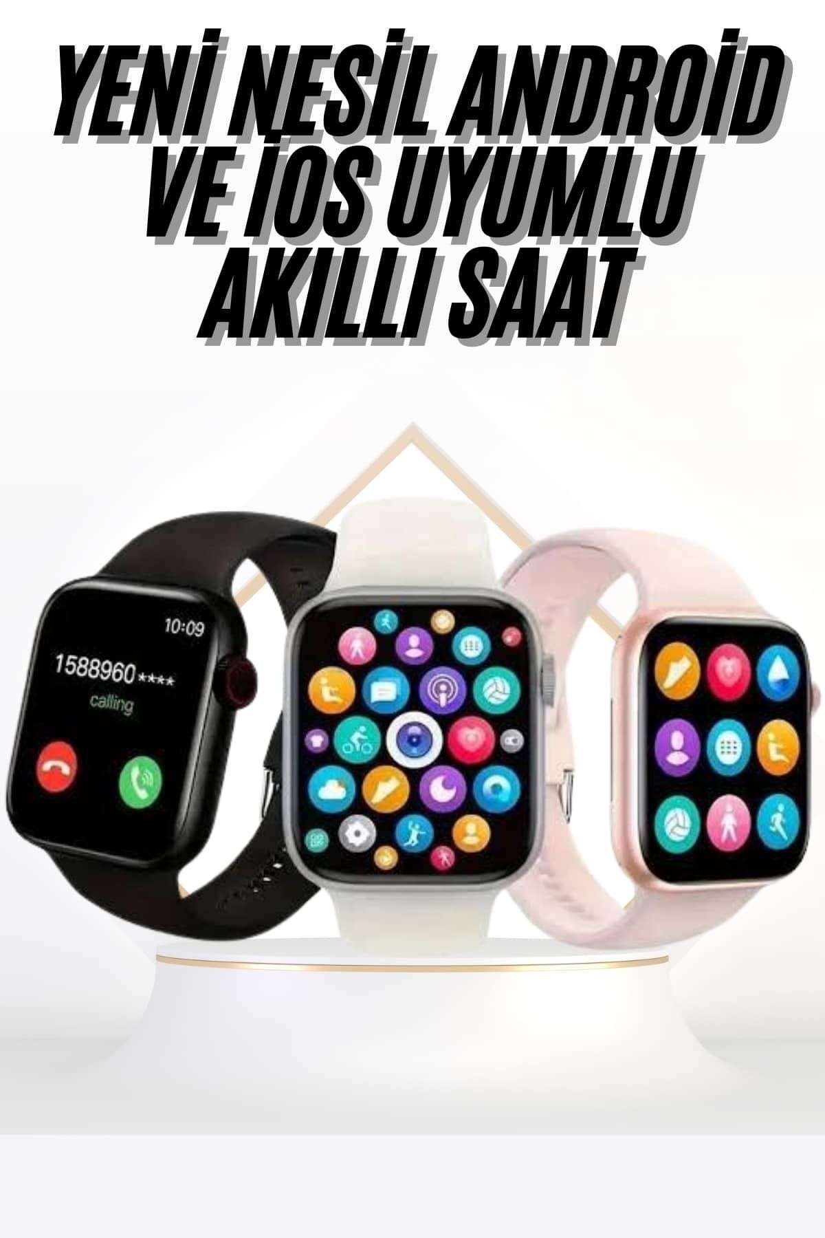Tradivent Akıllı Saat Uyku ve Sağlık Takibi Arama Cevaplama 44 MM Amoled Ekran