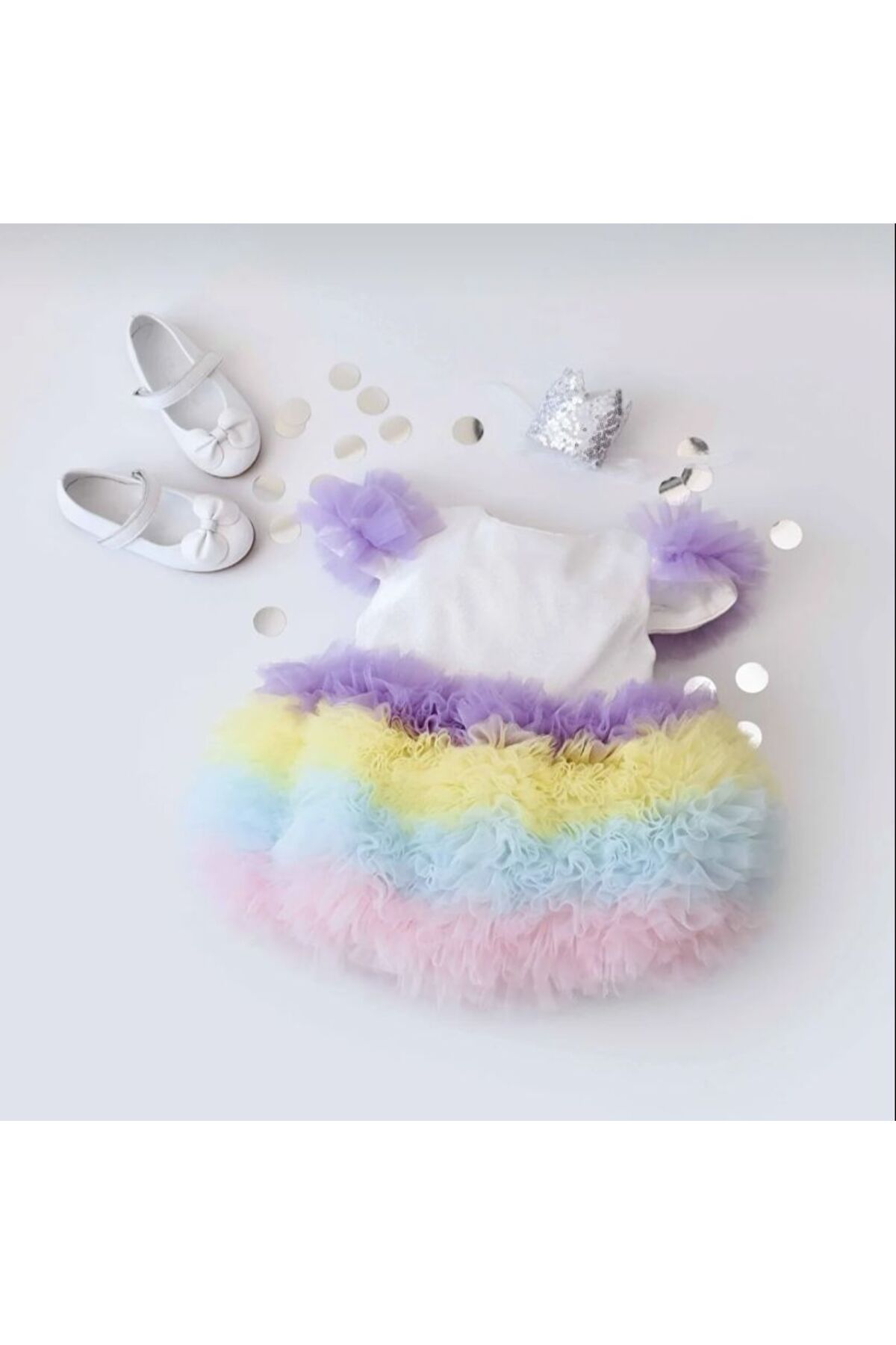 Mini Chics Kız Bebek Kısa Kol Tütü Elbise fotoğrafı 3 (önizleme)