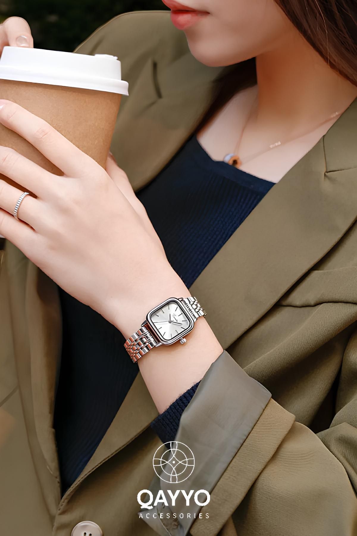 QAYYO-Retro Square Dial Minimal Watch 7