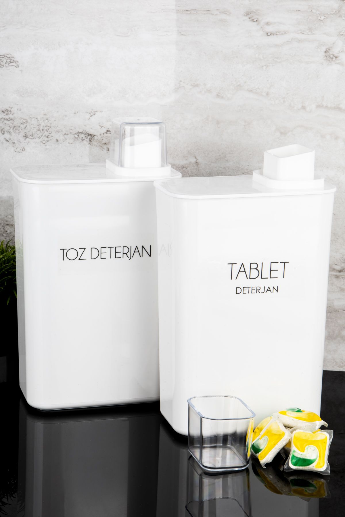 Dolkin Home-Set of 2 Self-Scaled Detergent Box Powder Detergent Tablet 3000ml Detergent Dispenser with Detergent Label 4