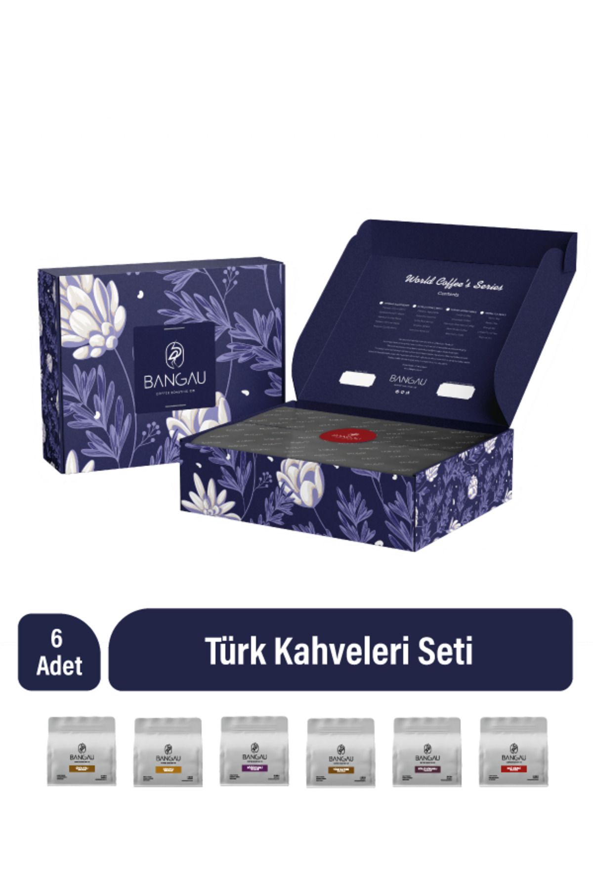 BANGAU Türk Kahveleri Seti - Lal Güzelliği Tasarım Kutulu (6Adetx100gr)