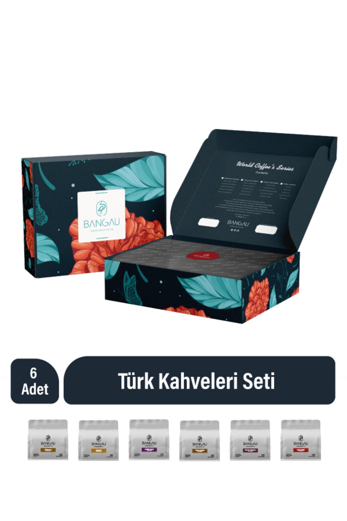 BANGAU Türk Kahveleri Seti - Deniz Sesi Tasarım Kutulu (6Adetx100gr)