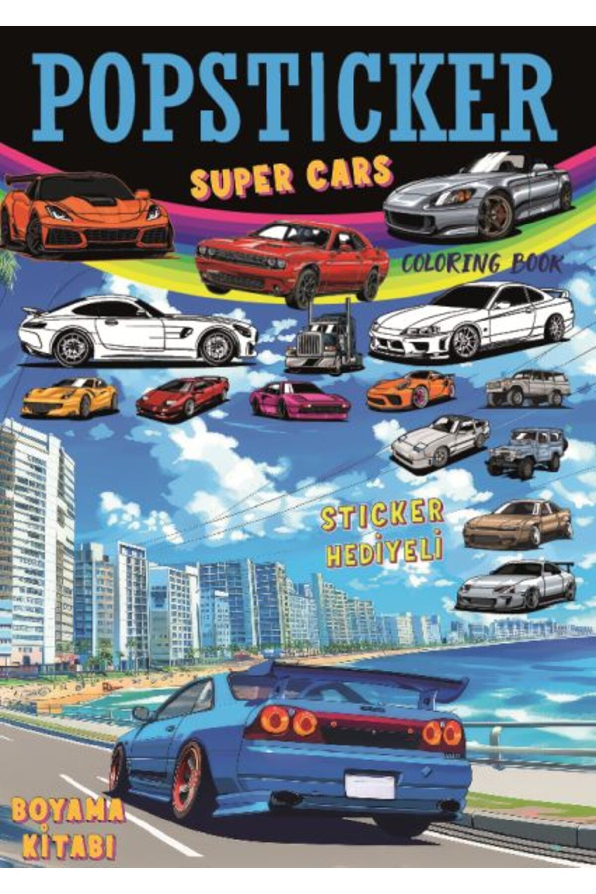 Destek Yayınları Süper Cars Boyama Kitabı Popsticker