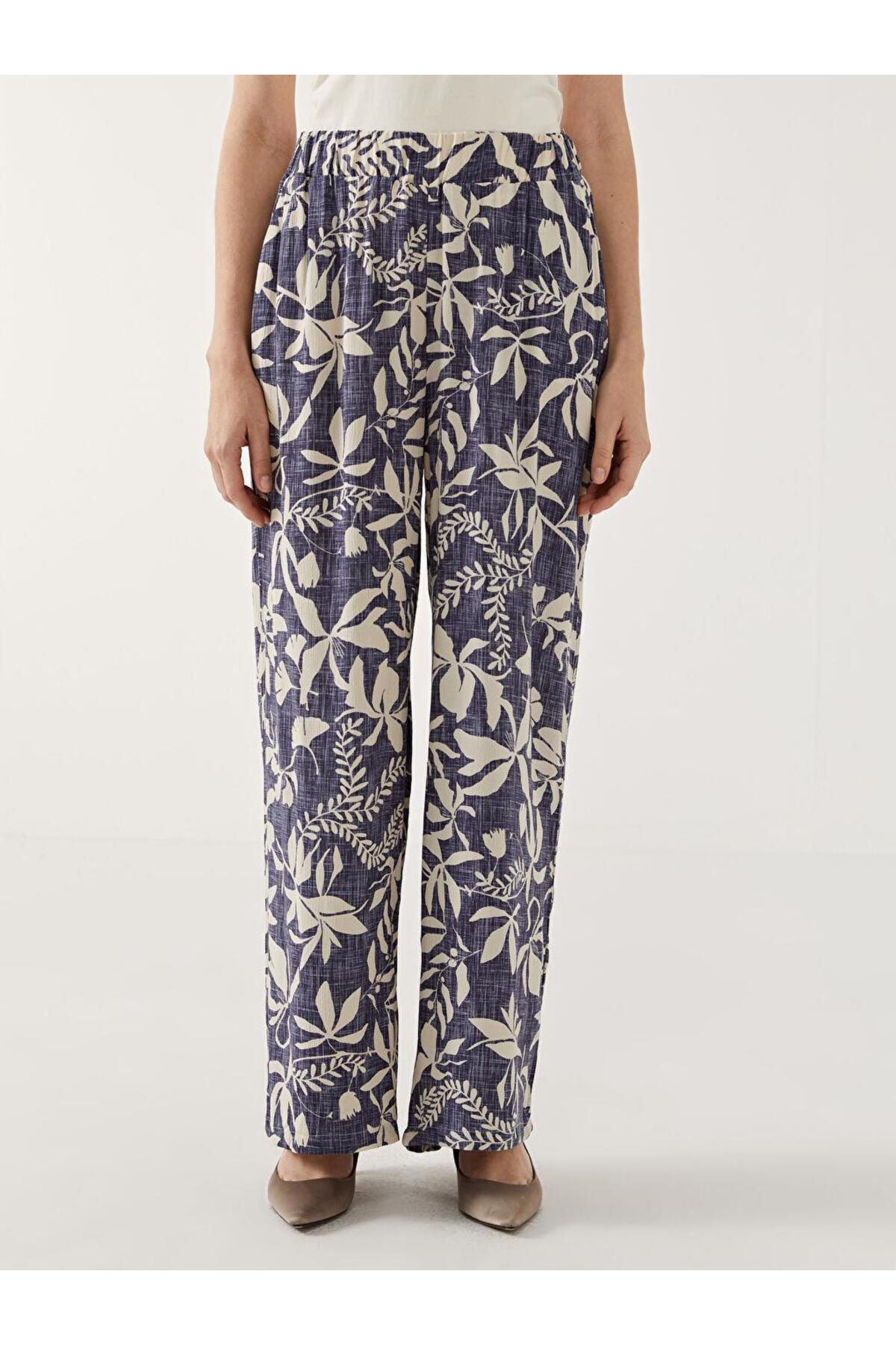 LC Waikiki-Lcw Grace Mixed Elastic Waist Patterned Women's Trousers 2