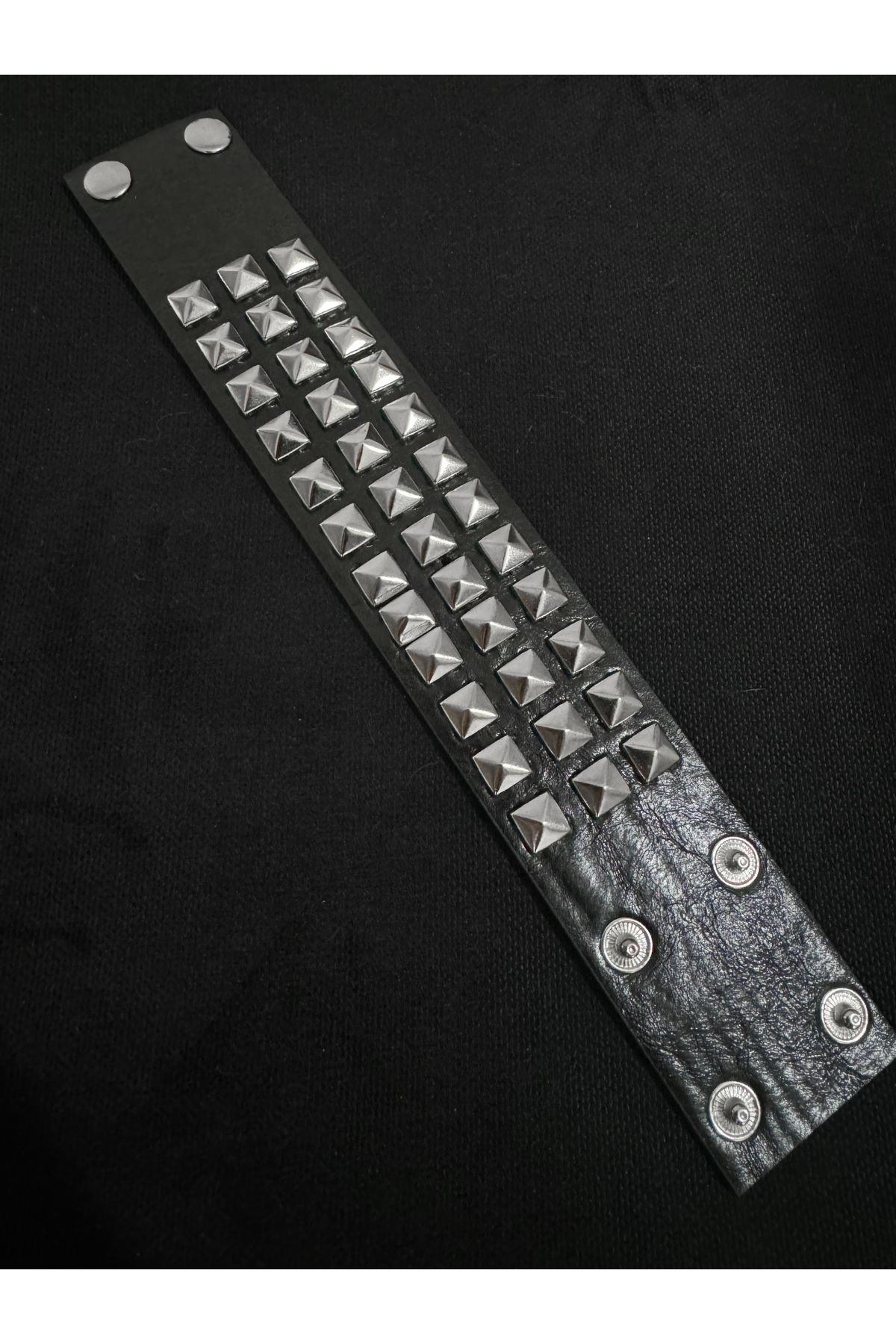 DarkellaStore-Gothic Gothic Punk Three Row Square Studded Faux Leather Bracelet (Unisex) 2