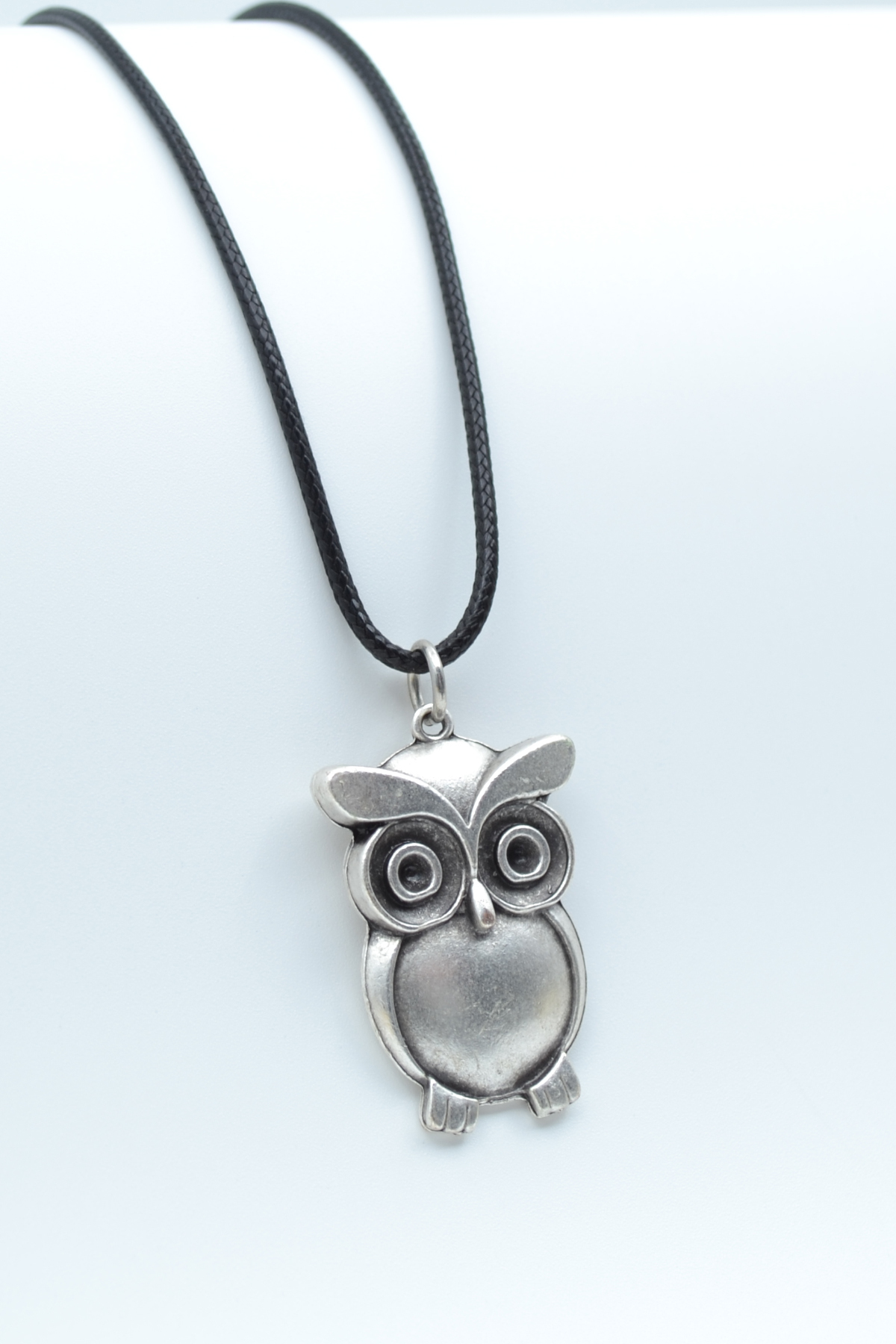 Owl Silver Plated Leather Rope Necklace