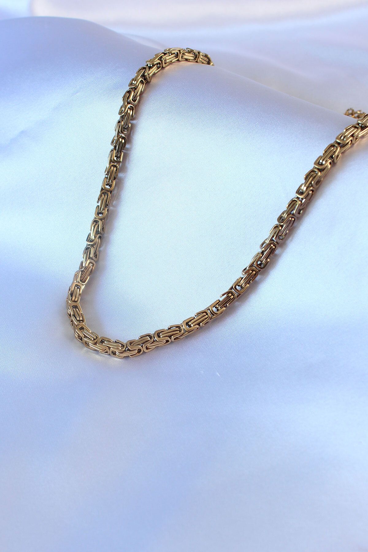 HobiDünyasıElif-316L Steel Gold Color King Chain Model Men's Necklace - Lisinya 2