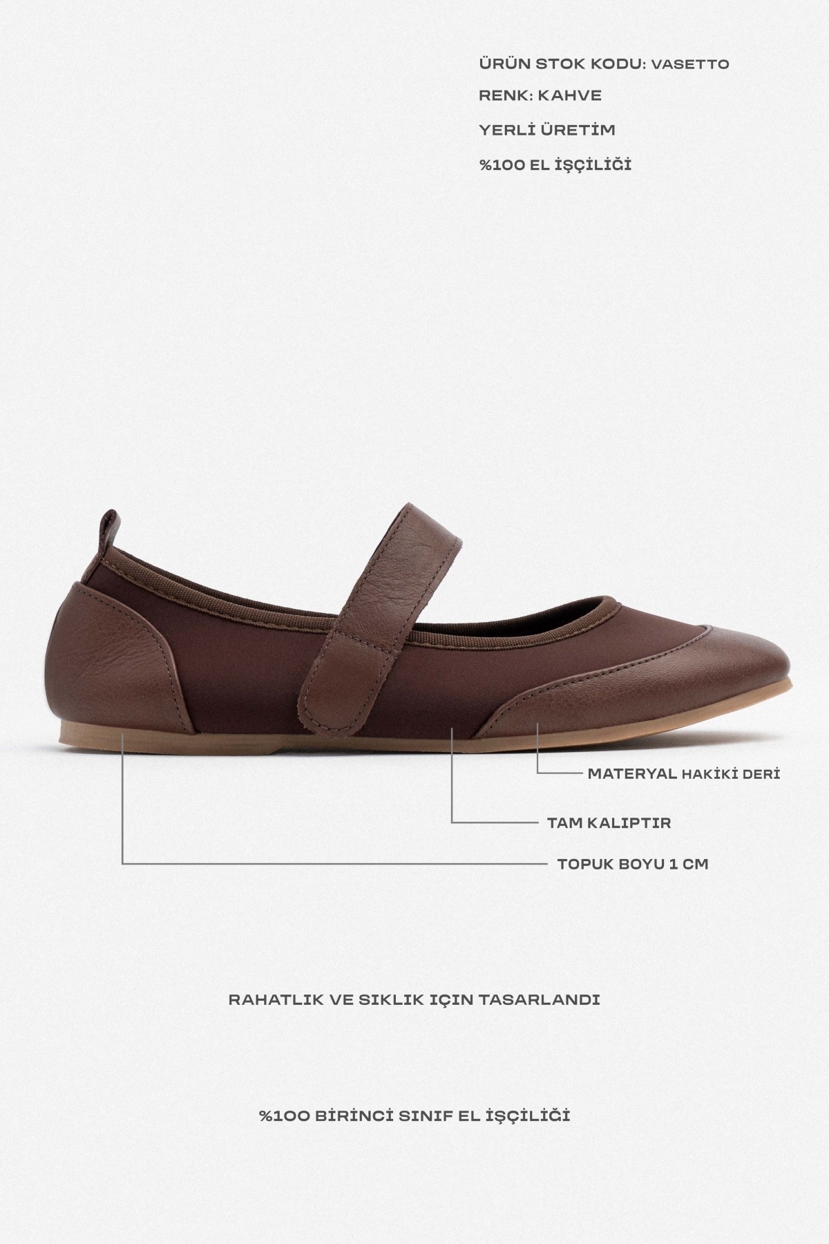 NİŞANTAŞI SHOES-Vasetto Brown Stretch Single Band Detail Damen-Ballerinas mit flacher Sohle 3