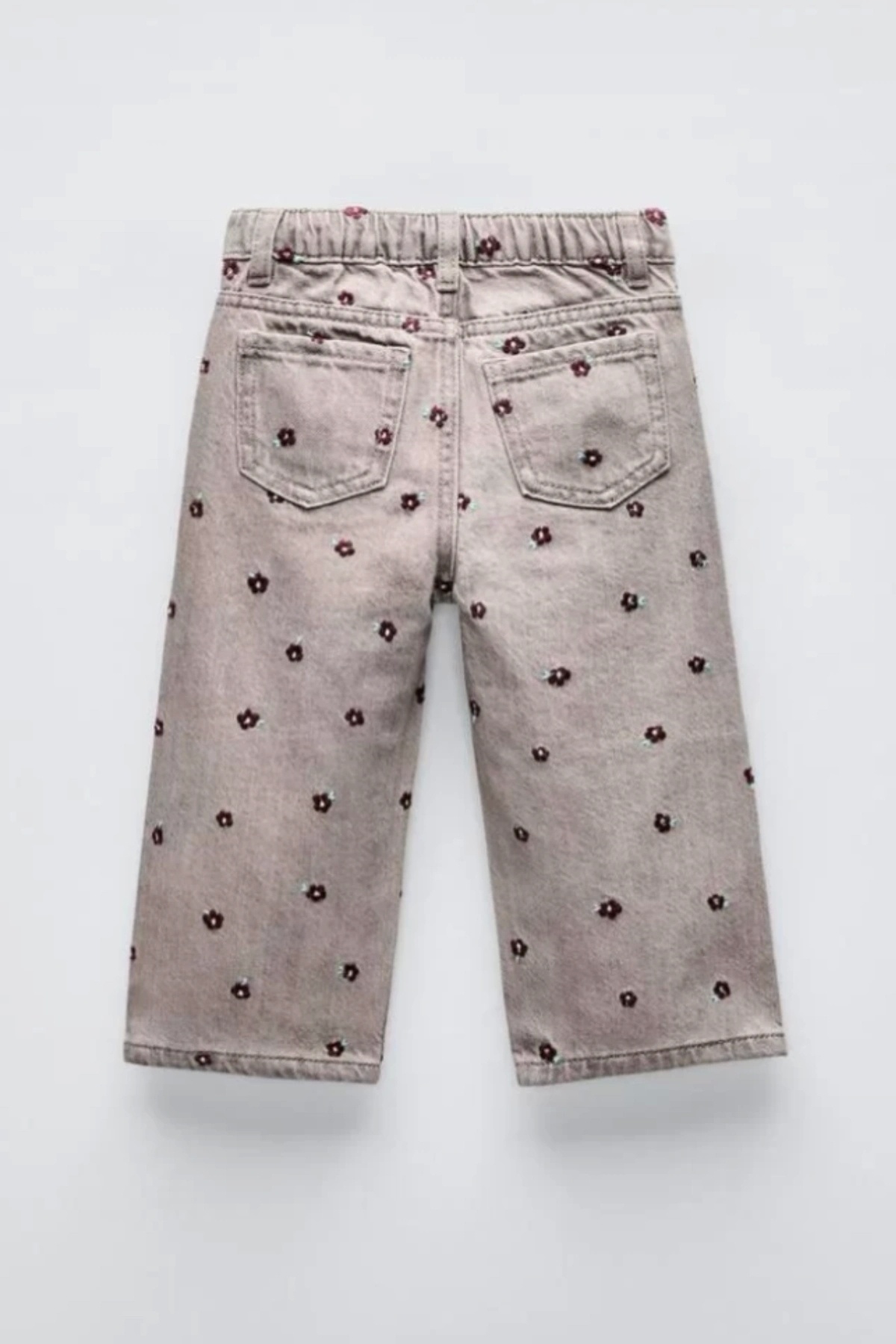 Kidmark Çocuk Modası-Girl's Gray Denim Pants with Flower Detail 2