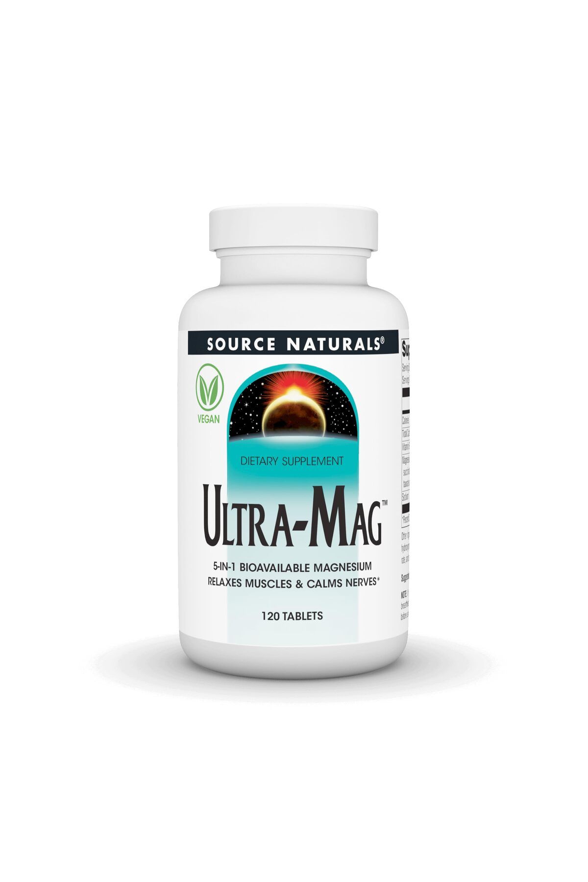 source naturals Ultra-Mag+B6 (Magnesium Citrate+Glycinate+Malate+Taurate Complex) 120 Tablets