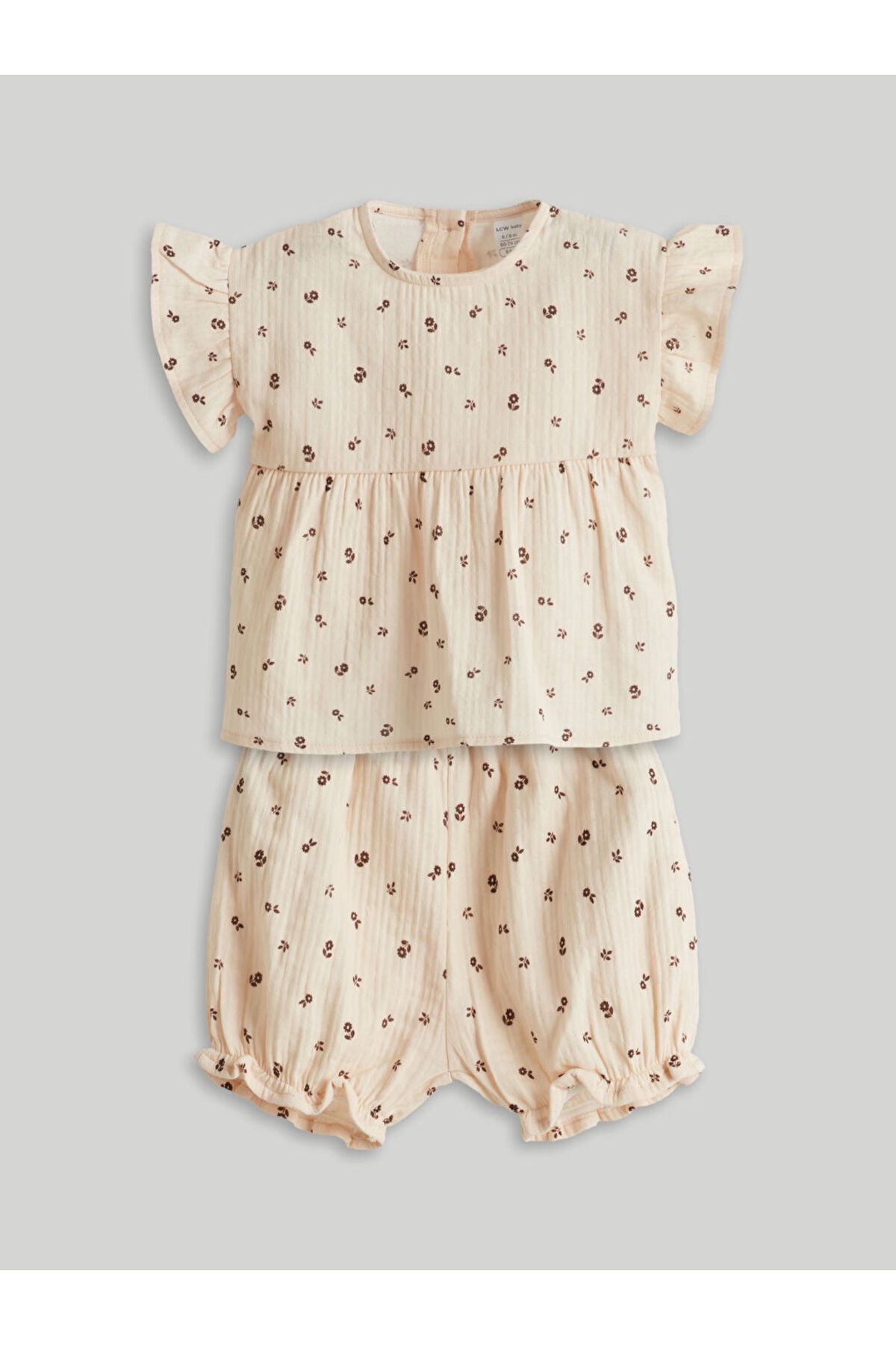 LC Waikiki Yeni Sezon Cicekli Muslin Kiz Bebek Bluz ve Sort 2'li - S5FI09Z1