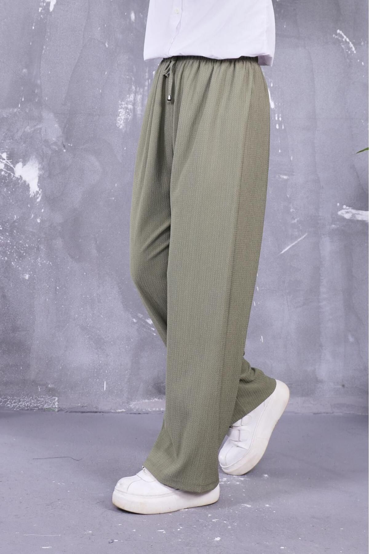 SOFFY LİFE-Summer Burumuku Fabric Casual Cut Loose Leg Pants 4