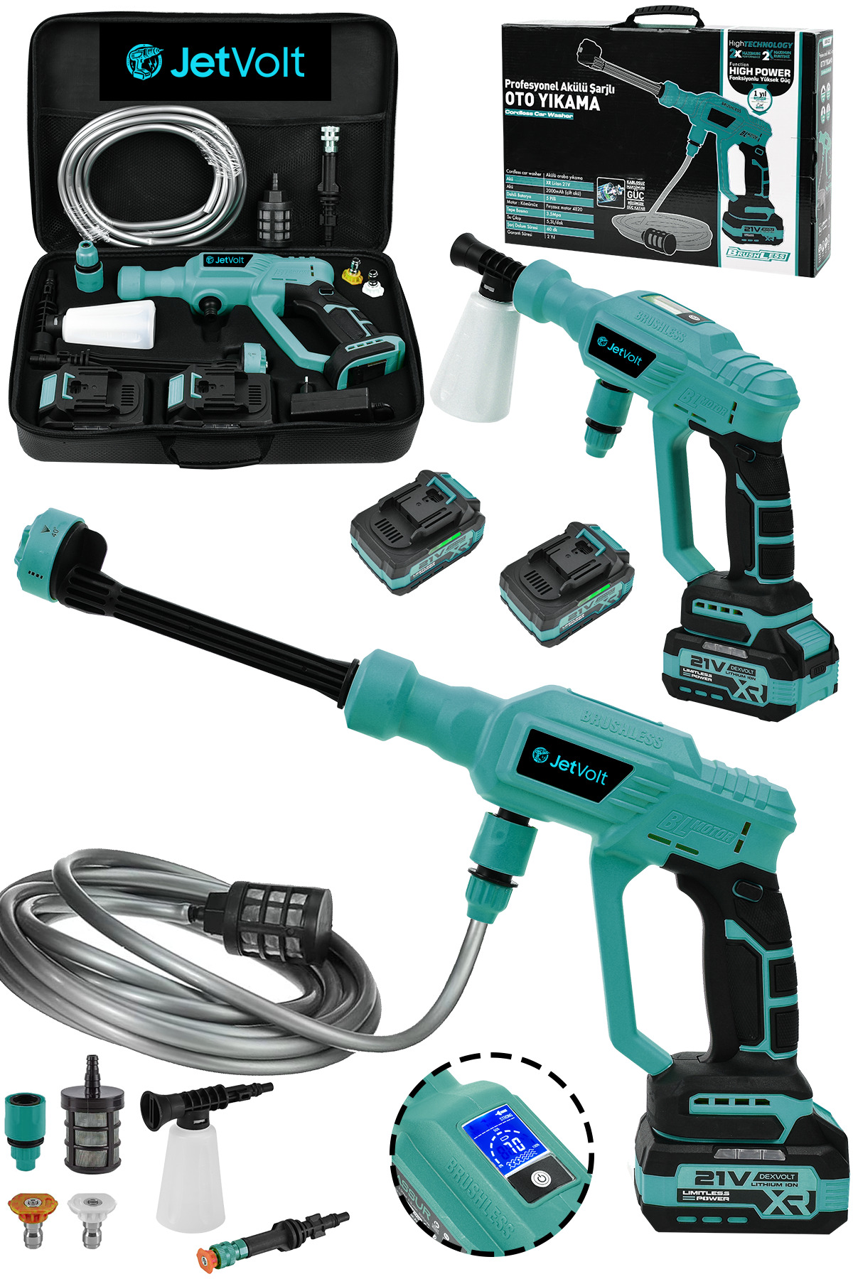 JetVolt 21v 2.0ah Kömürsüz Motor Yüksek Basınçlı Akülü Oto Araba