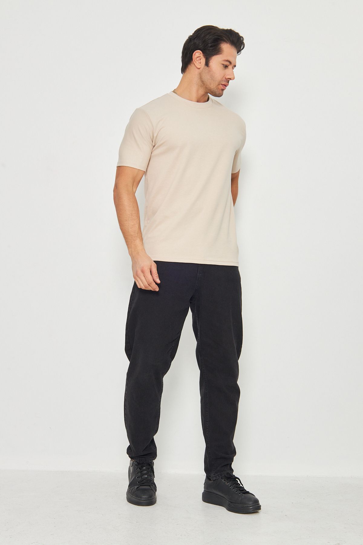 ZİNOX-Men's Plain Basic Crew Neck 2 Thread Comfortable Fresh Textured Fabric T-Shirt Suitable for Daily Use 7