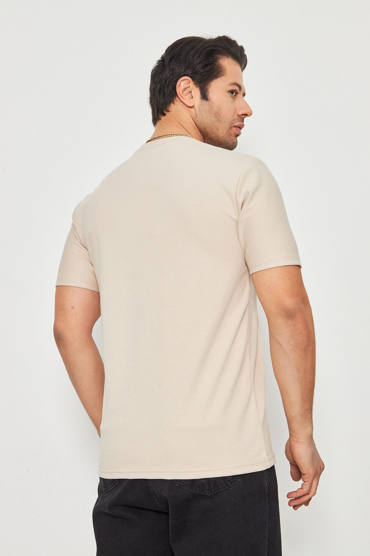 ZİNOX-Men's Plain Basic Crew Neck 2 Thread Comfortable Fresh Textured Fabric T-Shirt Suitable for Daily Use 4