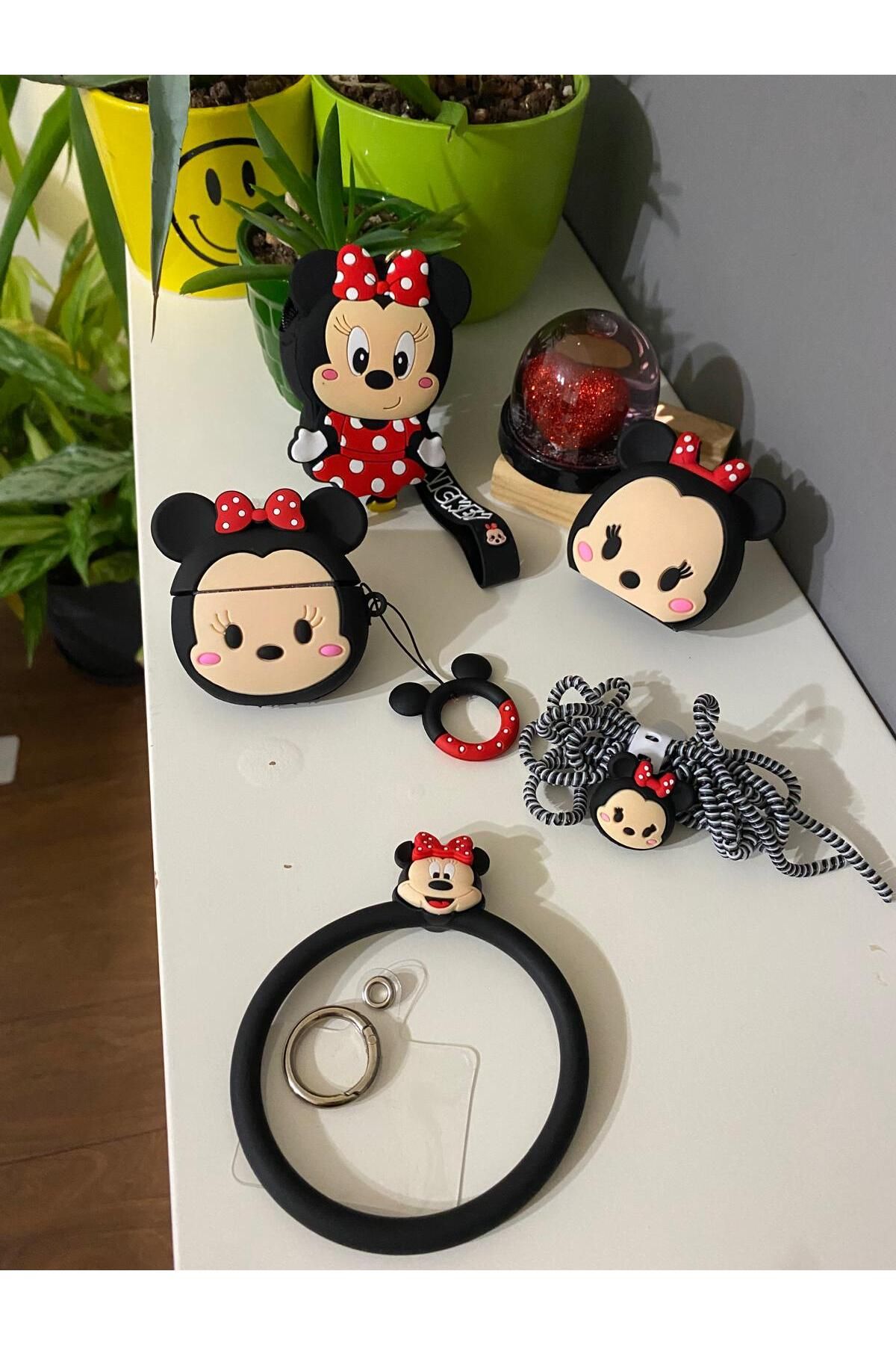 Tasarım Iphone 1/2. Uyumlu Kulaklık Kılıf_18w/20w Şarj Kablosu Ucu Ve Başlığı Lux Minnie Mouse Hediye Paketi