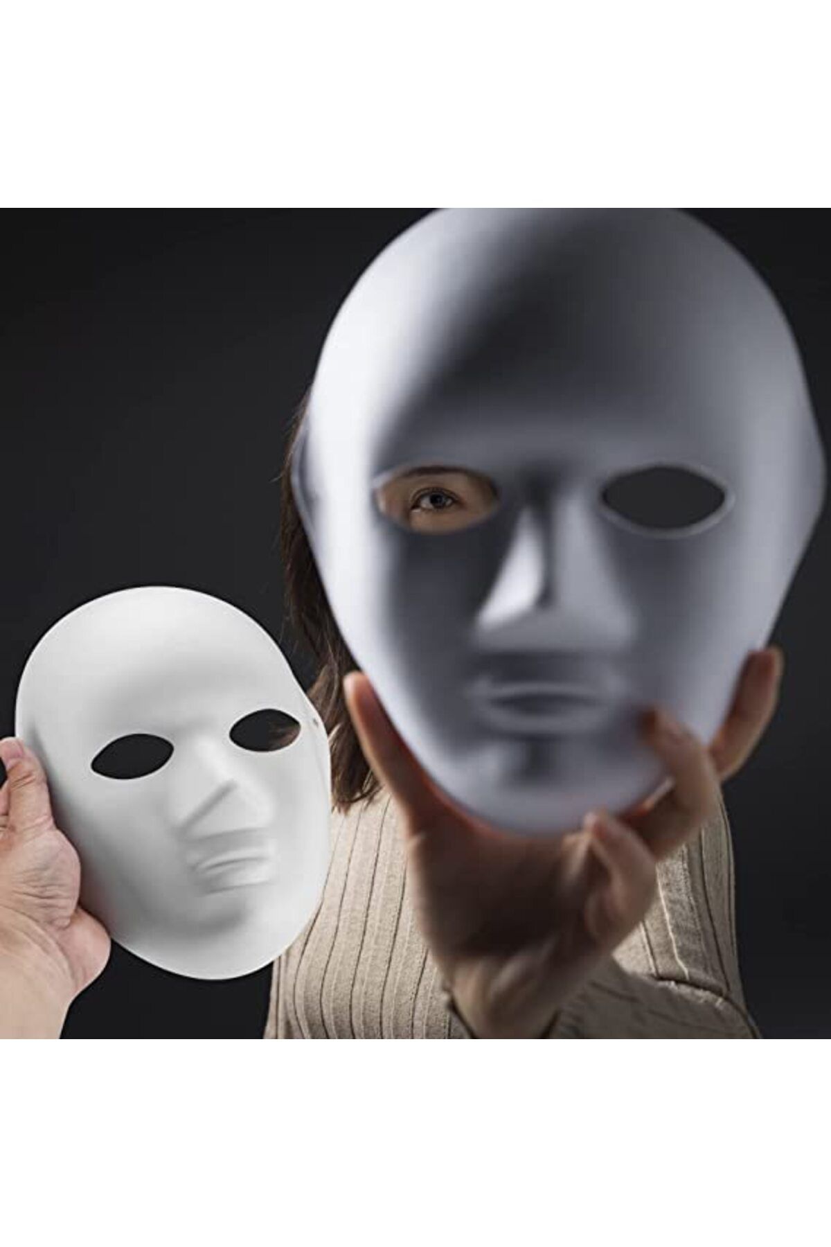 Avantaj Kapıda ® Beyaz Renk Boyanabilir Anonim Tam Yüz Cosplay Maske 24x18 cm (Parti Temalı)