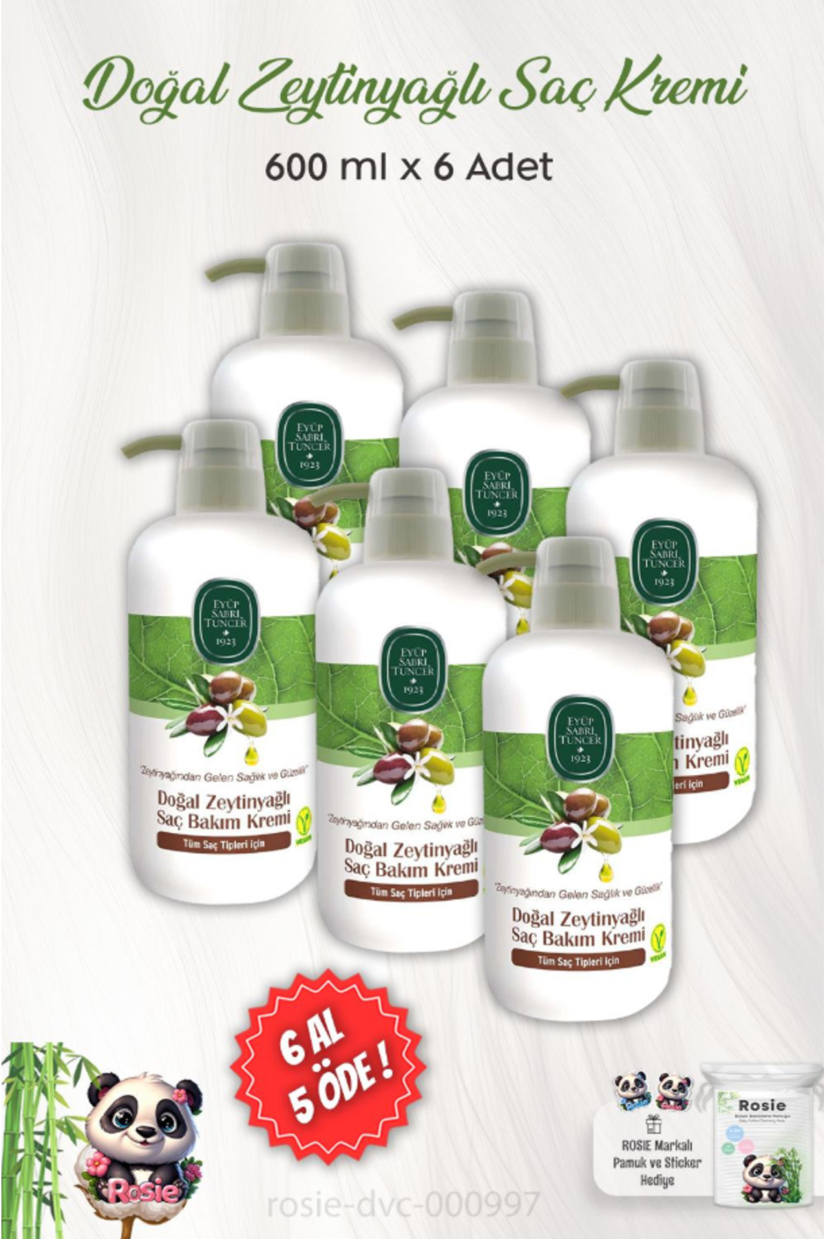 خرید 6، پرداخت 5 نرم کننده روغن زیتون طبیعی تونسر Eyüp Sabri Tuncer 600 ml و ROSIE Eyüp Sabri Tuncer