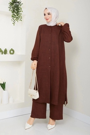 kaes giyim Kadın Büyük Beden Uzun  İkili Tesettür Tunik Takım