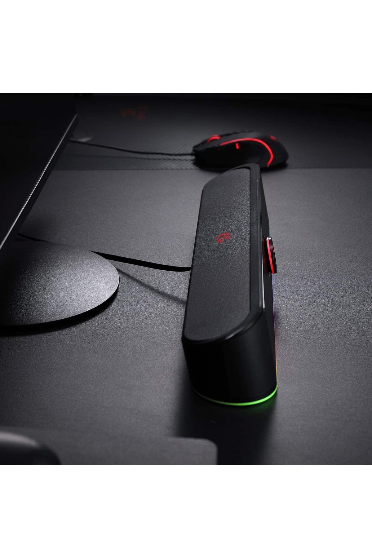 COOYA-Computer speaker,Desktop Soundbar with Dynamic Lighting Bar Audio-Light Sync, Touch-Control Backlit 8