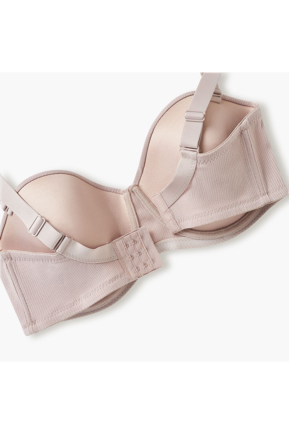 FAV-Ribbed Balconette Bra with Hook and Eye Closure 4